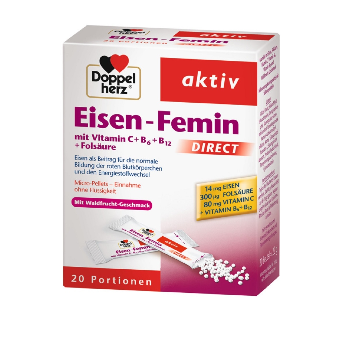 DOPPELHERZ paketėliai AKTIV IRON-FEMIN DIRECT, N20 - 