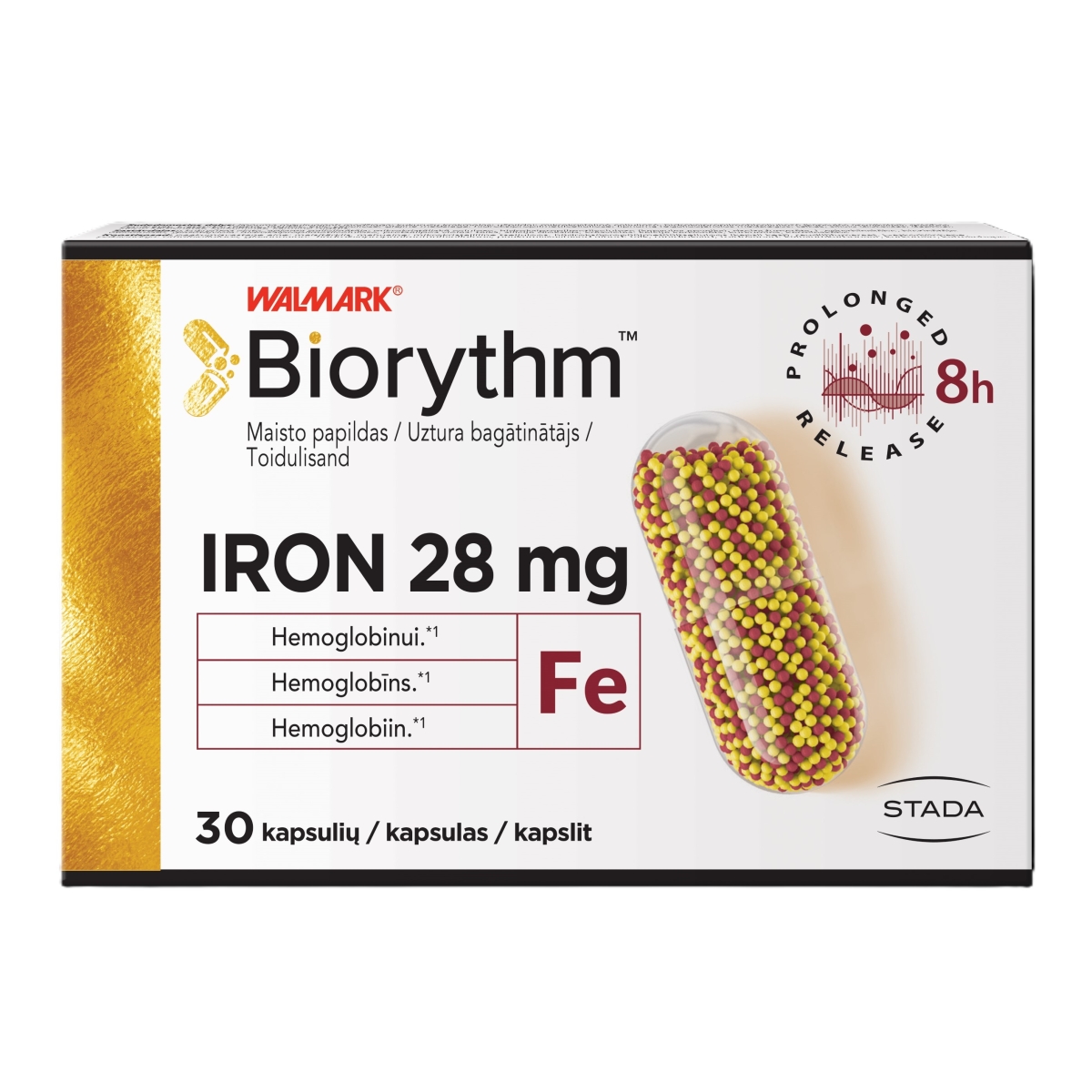BIORYTHM IRON (prailginto veikimo geležis), 28 mg, 30 kapsulių -  1
