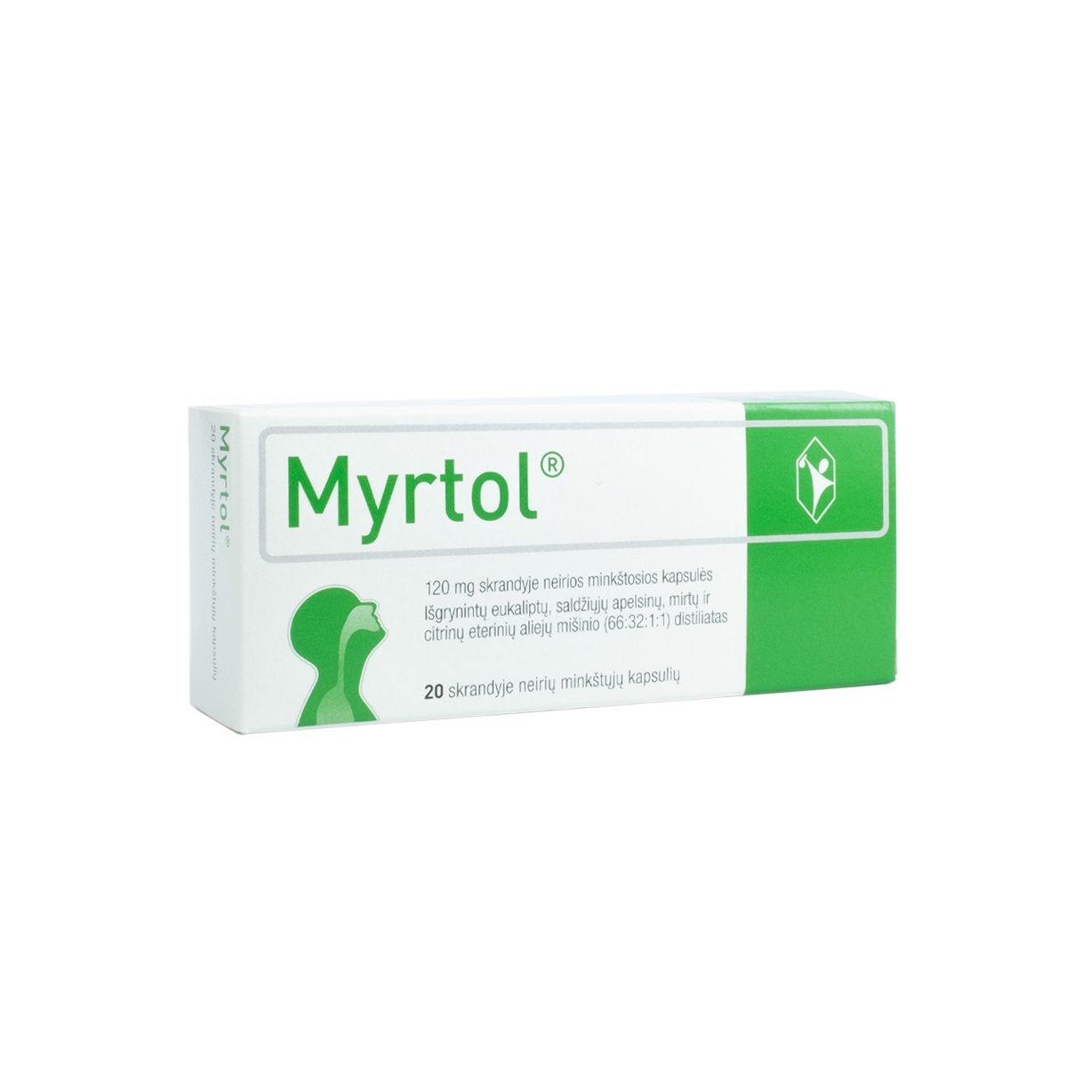 Myrtol (Gelomyrtol) 120mg skrandyje neirios kapsulės N20 - 