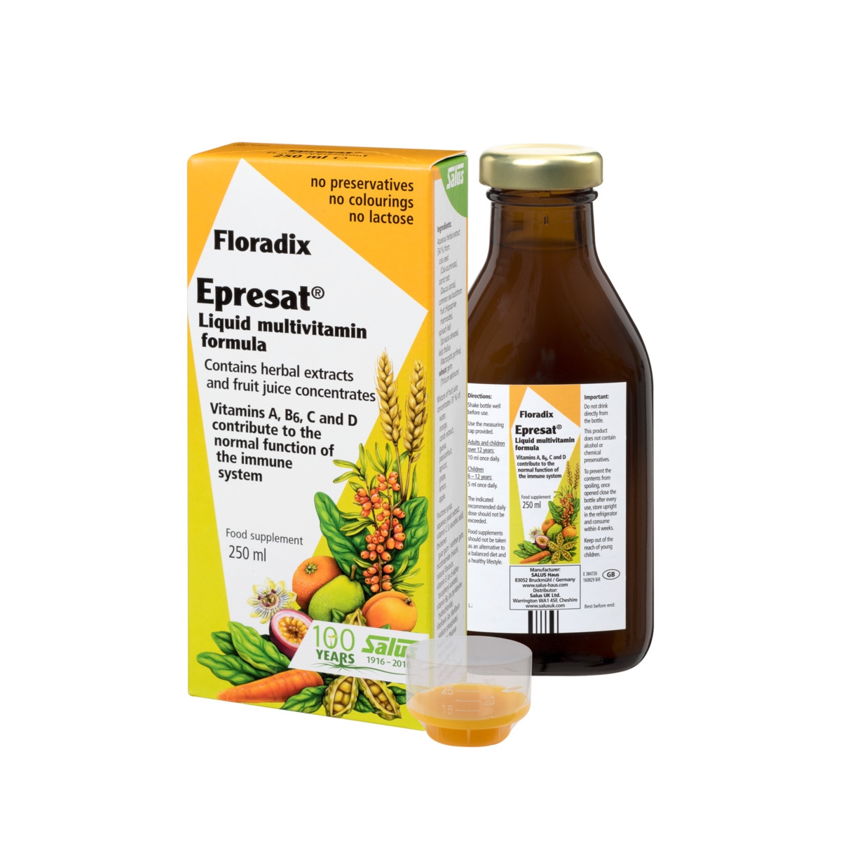 FLORADIX skysta multivitaminų formulė EPRESAT, 250ml - 