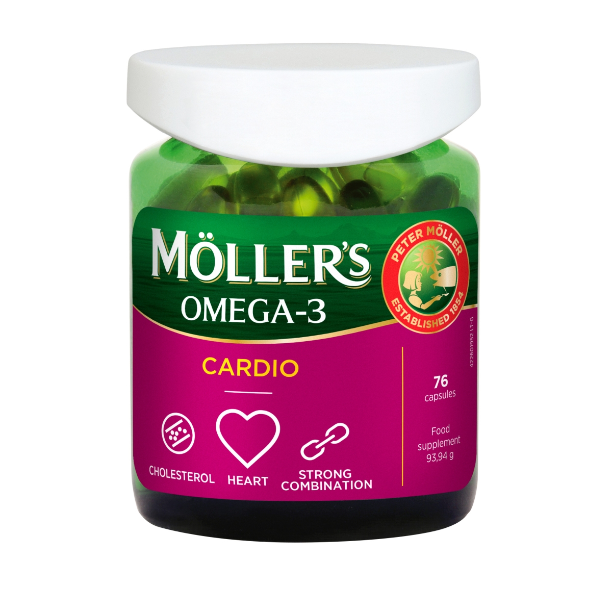 MÖLLER'S OMEGA-3 CARDIO žuvų taukai, 76 Kapsulės - 