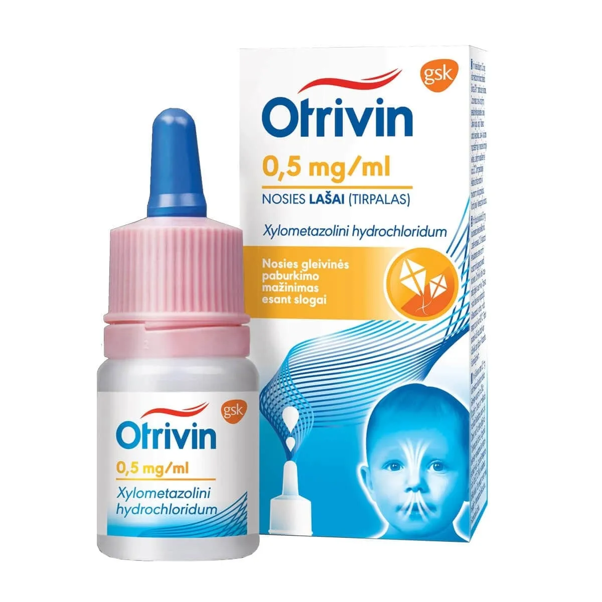 Otrivin 0.5mg/ml nosies lašai 10ml - 
