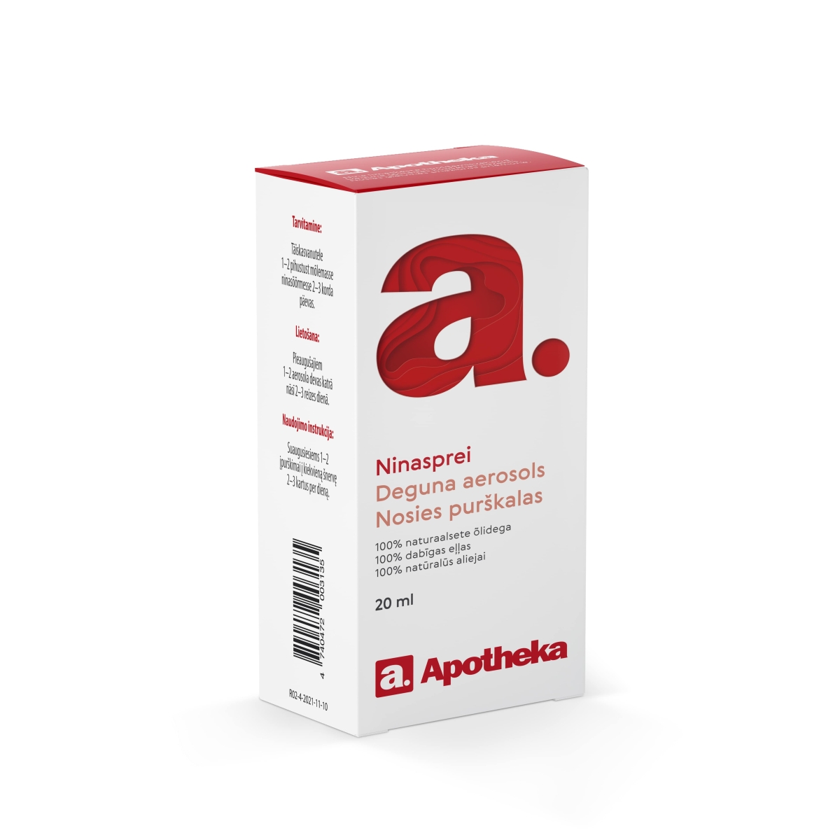 APOTHEKA NOSIES PURŠKALAS 100% natūralūs aliejai, 20ml - 