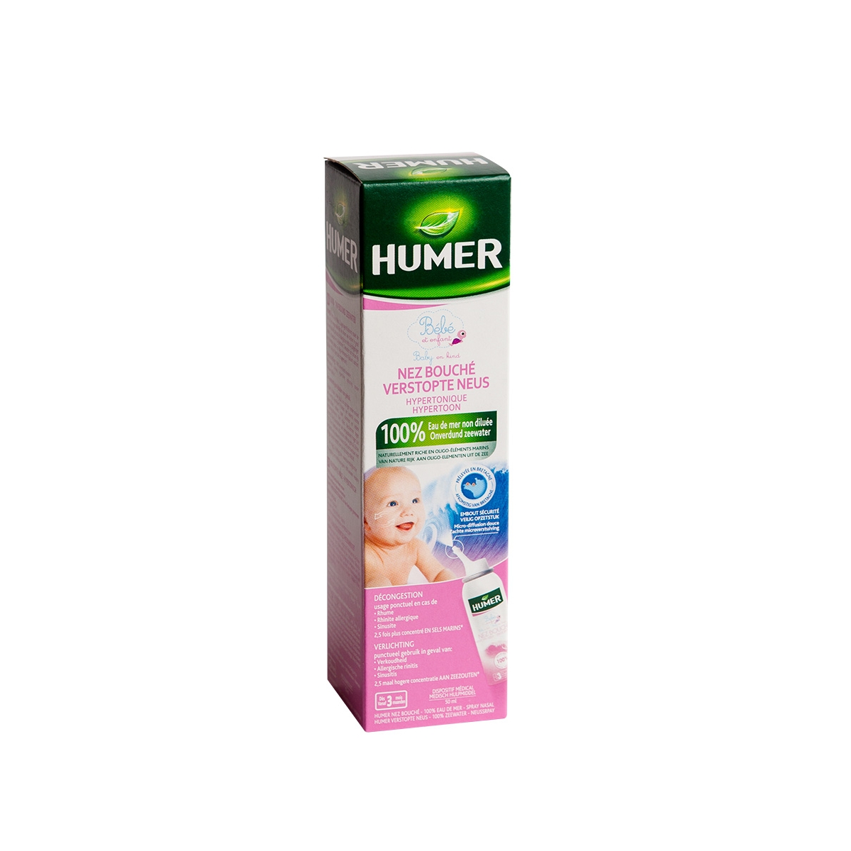 HUMER jūros vanduo užsikimšusiai nosiai kūdikiams ir vaikams, 50ml - 