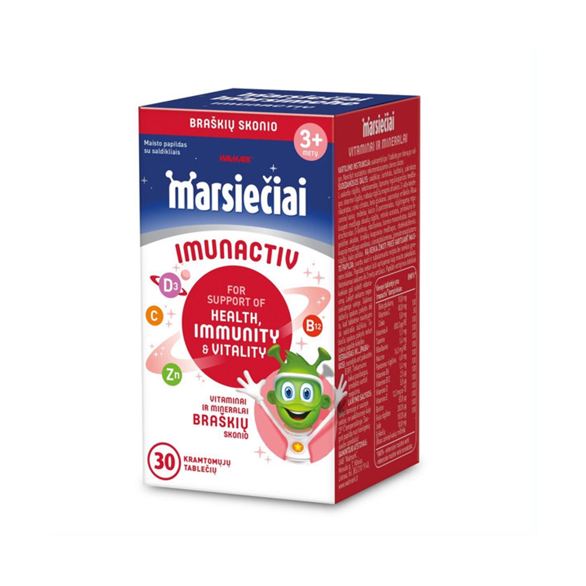 Marsiečiai Imunactive braškių skonio kramt. tab. N30 - 
