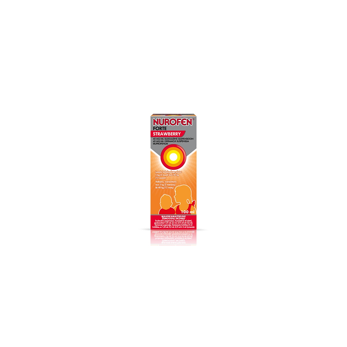 Nurofen Forte Strawberry 40mg/ml geriamoji suspensija 100ml - 