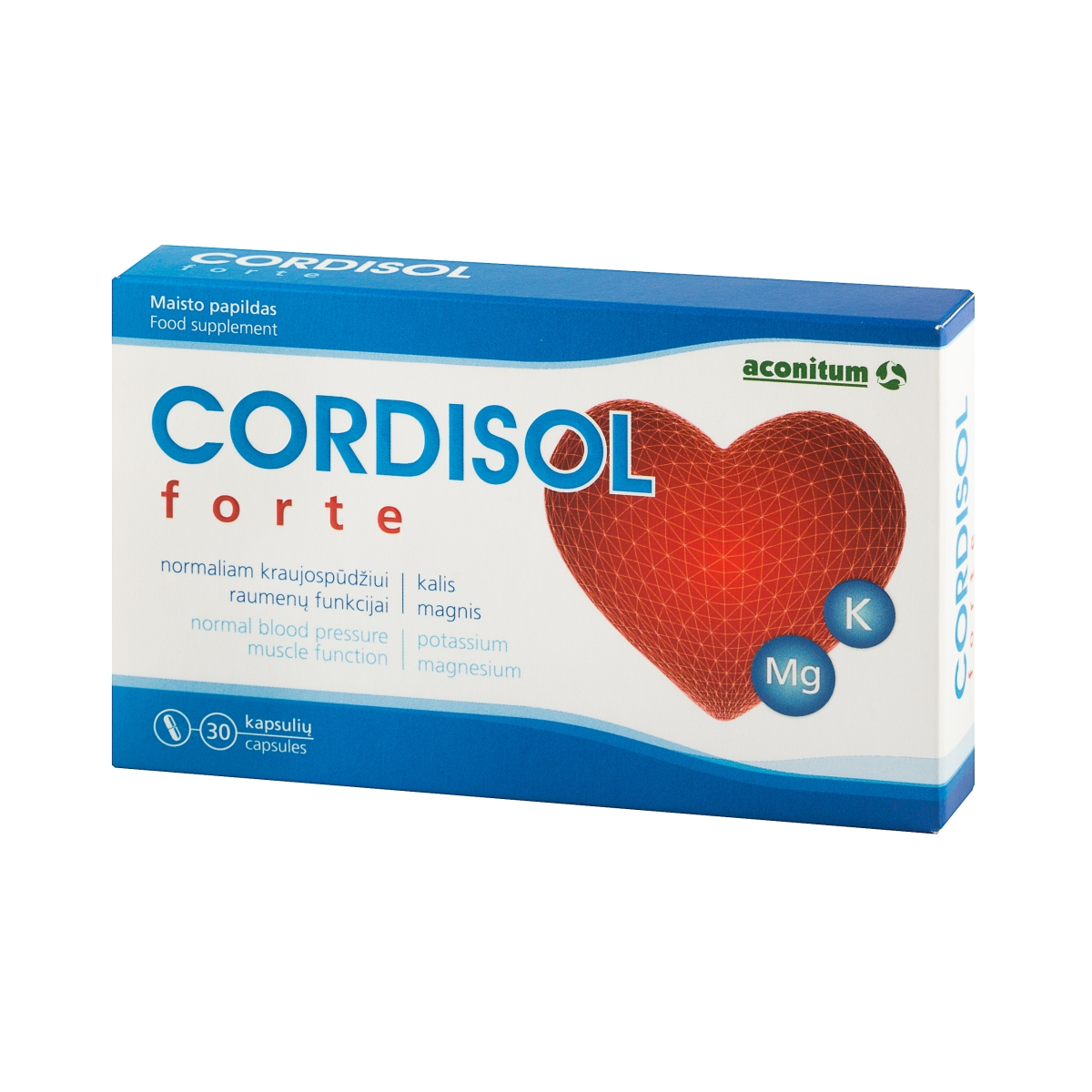 ACONITUM kalis ir magnis CORDISOL FORTE, 30 kapsulių - 
