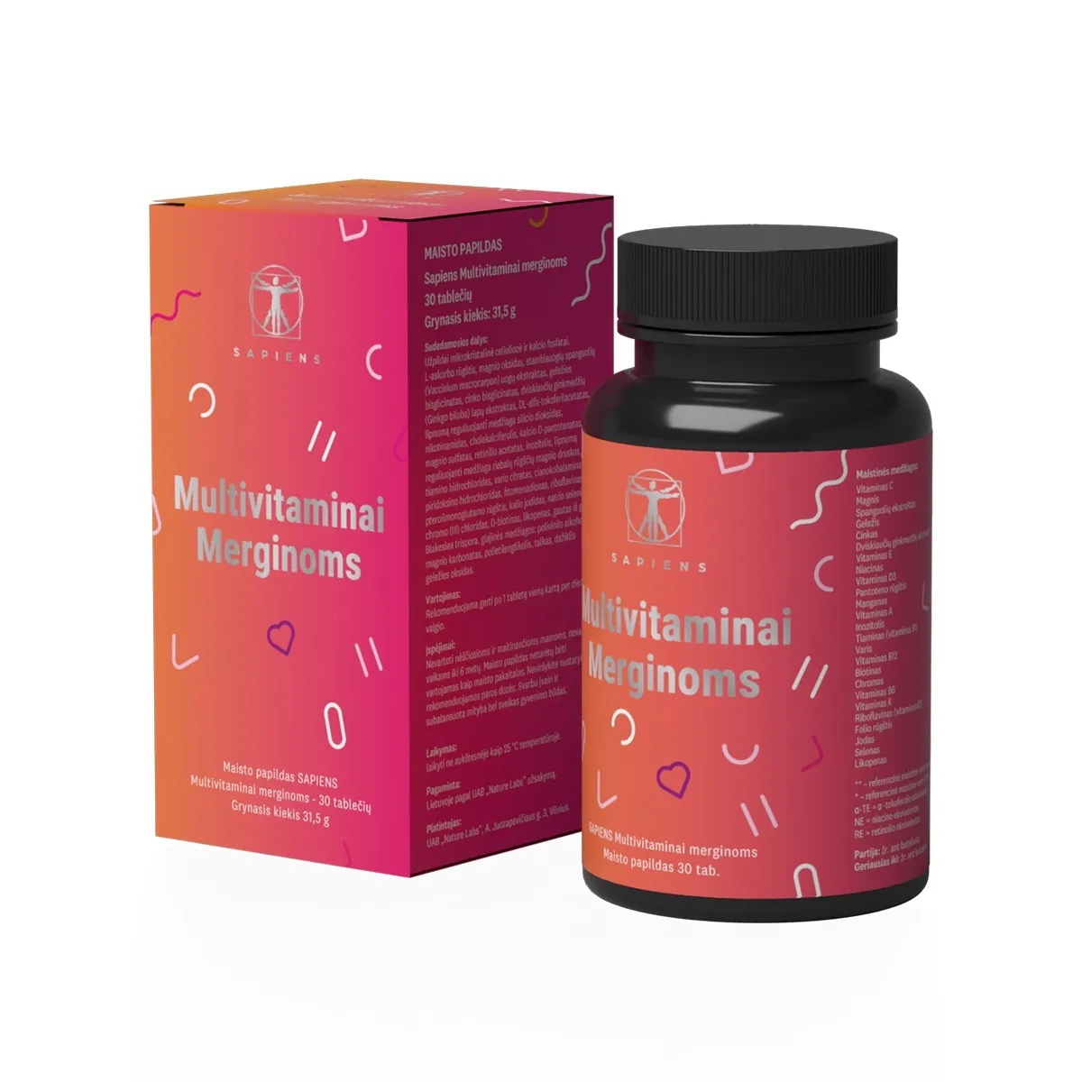 SAPIENS Multivitaminai merginoms tabletės, N30 - 