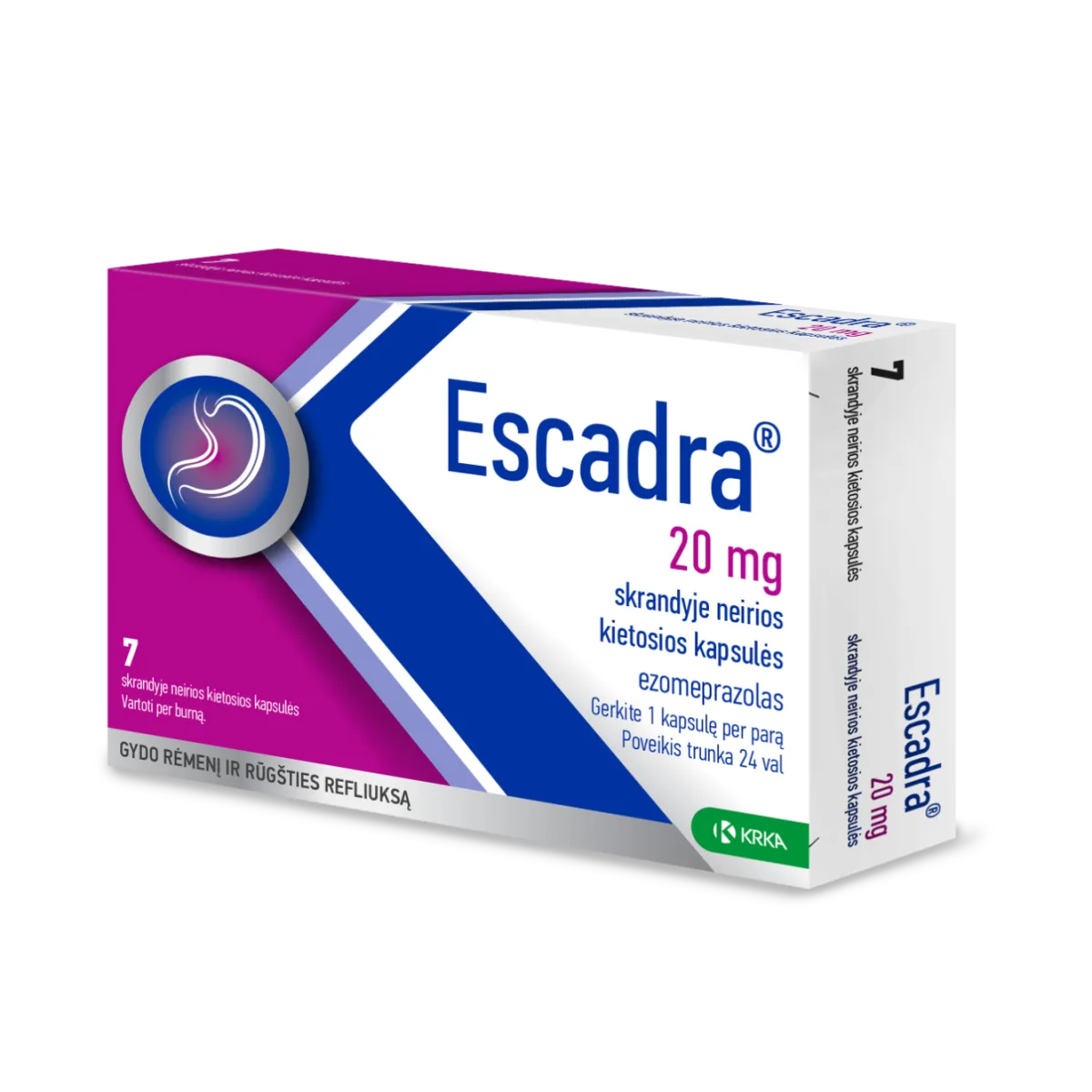 Escadra 20mg skrandyje neirios kiet.kapsulės N7 - 