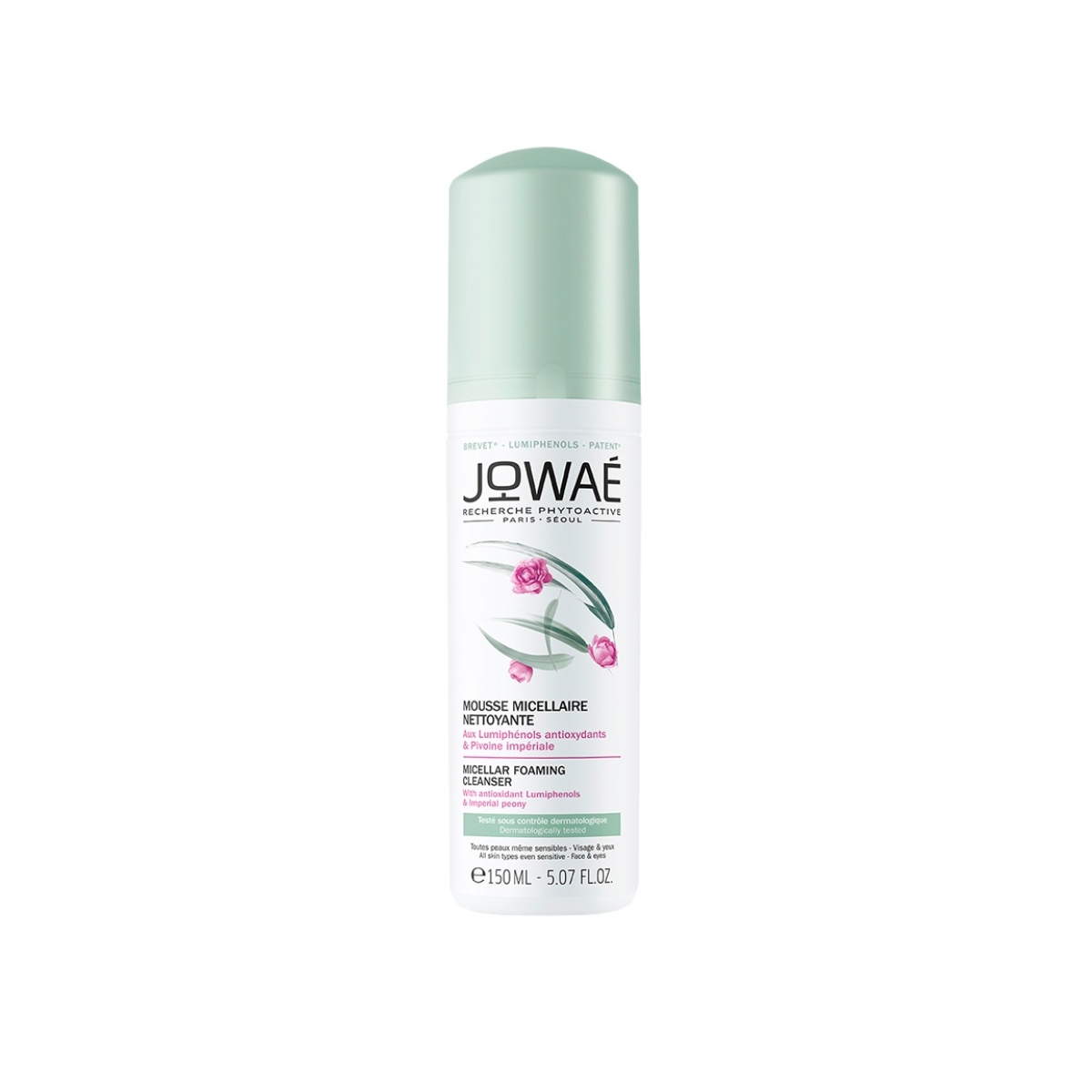 JOWAE micelinis putojantis veido prausiklis su bijūnų hidrolatu, 150ml - 