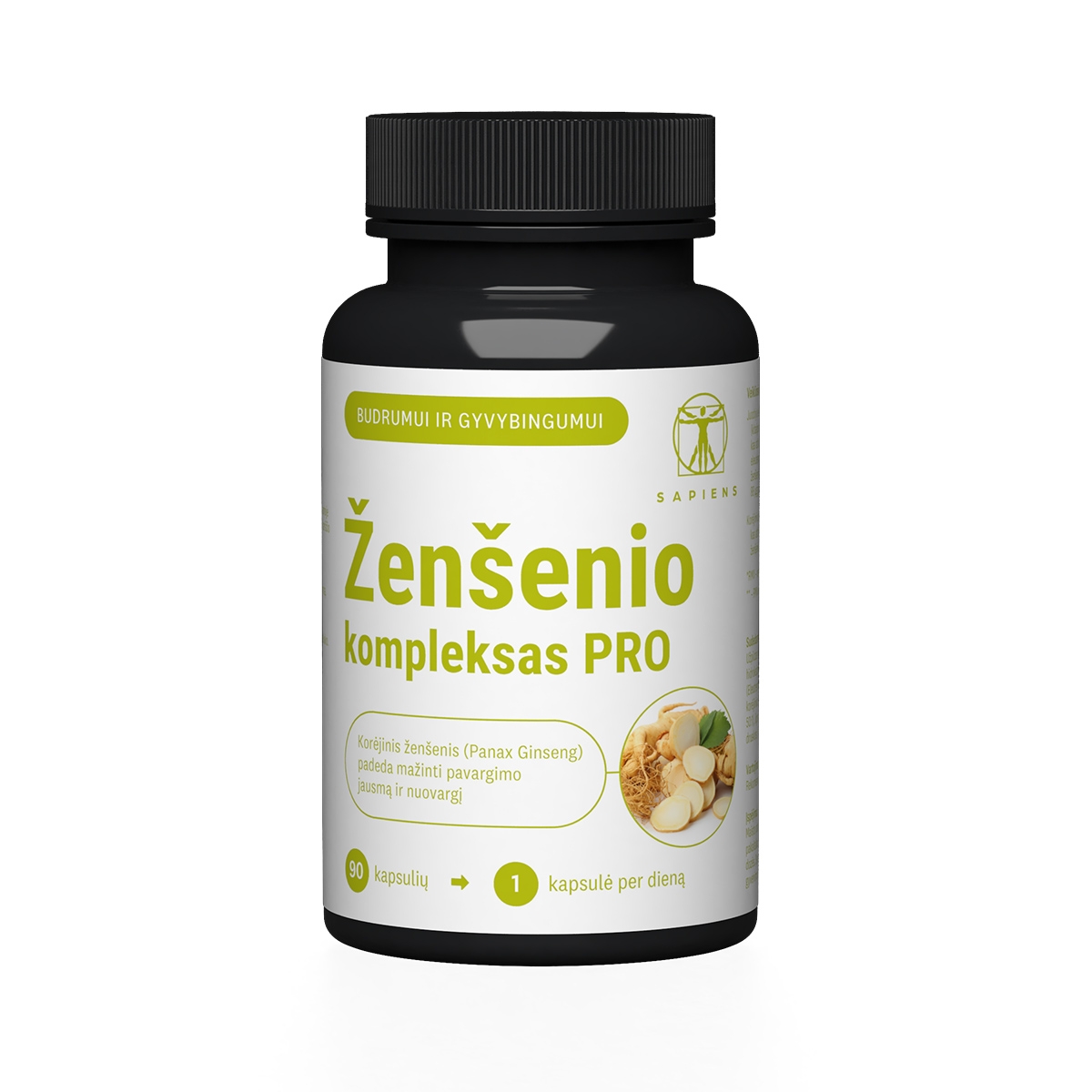 SAPIENS Ženšenio kompleksas PRO kapsulės, N90 - 