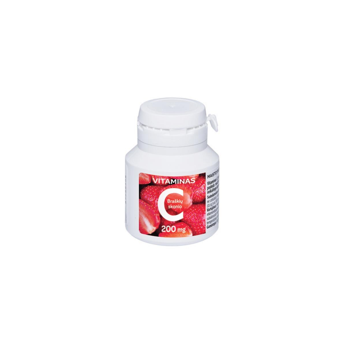 Vitaminas C 200 mg braškių skonio - 