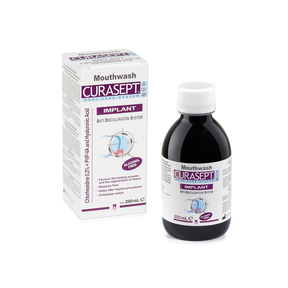 CURASEPT burnos skalavimo skystis ADS IMPLANT, 200ml - 