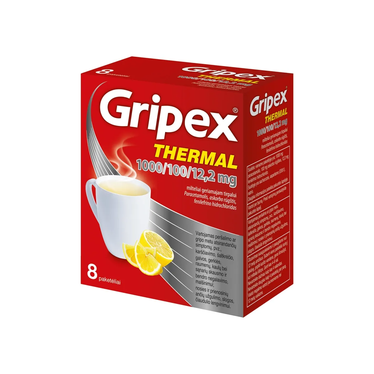 Gripex Thermal 1000/100/12.2mg milteliai geriamam tirpalui N8 - 