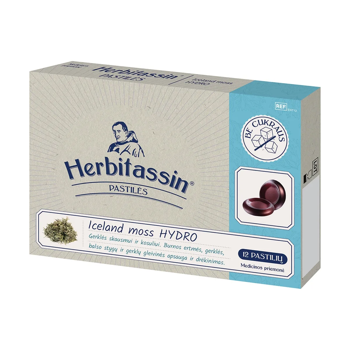 Herbitassin Iceland moss HYDRO, 12 pastilių - 