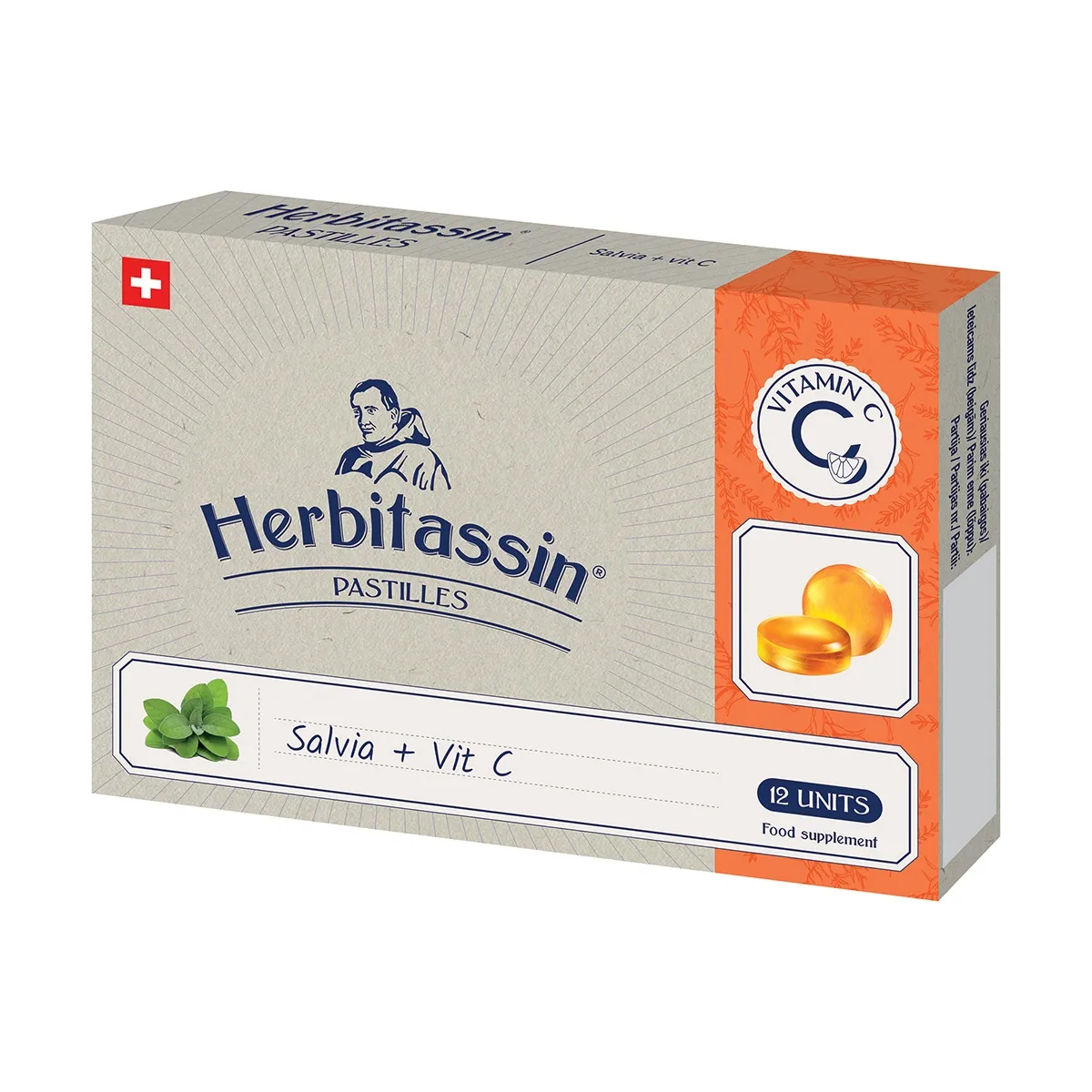 Herbitassin Salvia + vit C, 12 pastilių - 
