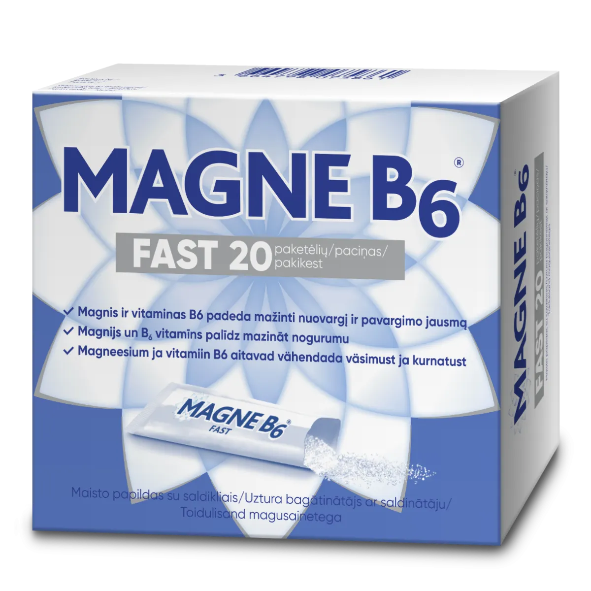 MAGNE B6 FAST (magnis), citrinų skonio granulės, 20 pakelių -  1