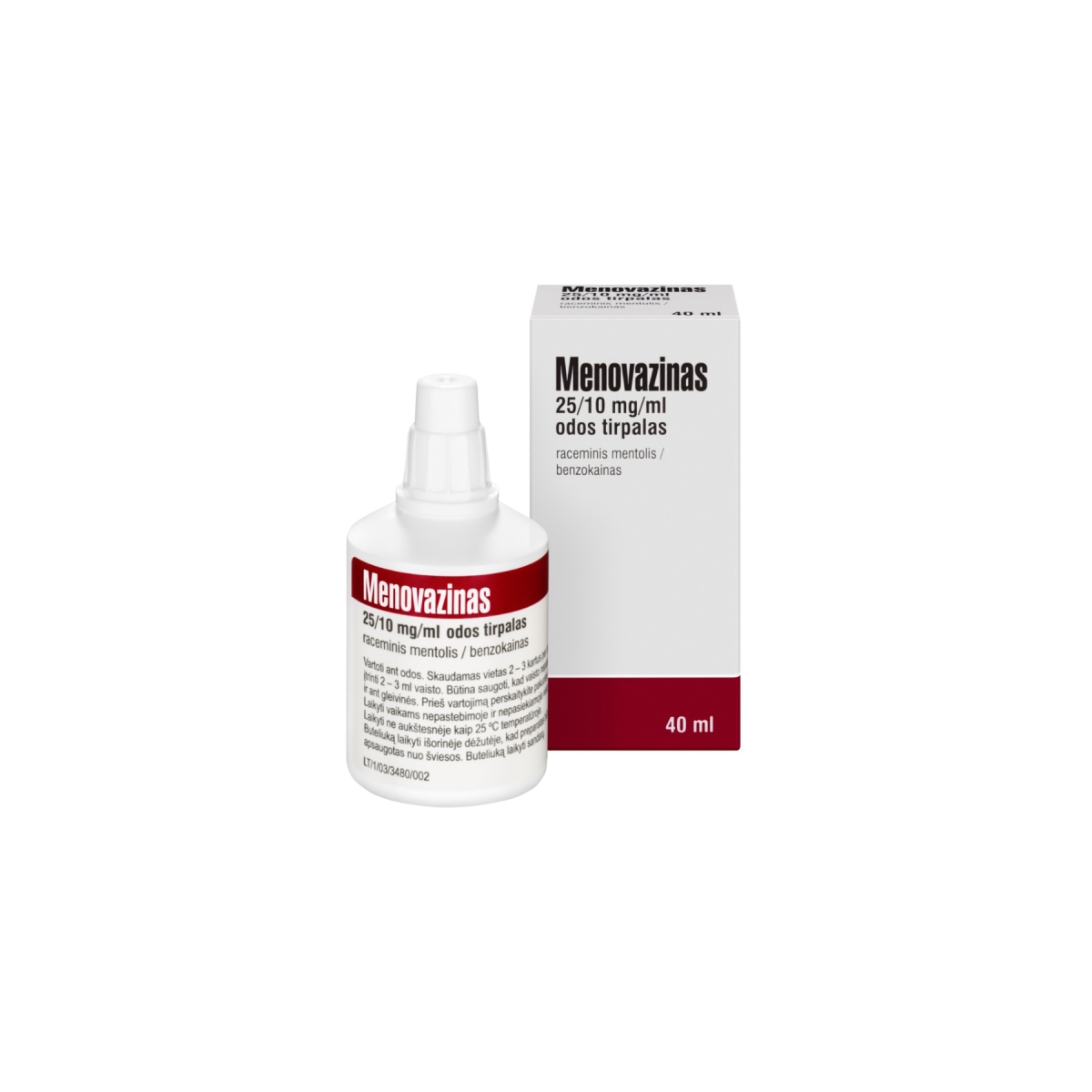 Menovazinas 25mg/10mg/ml odos tirpalas su lašintuvu 40ml -  1