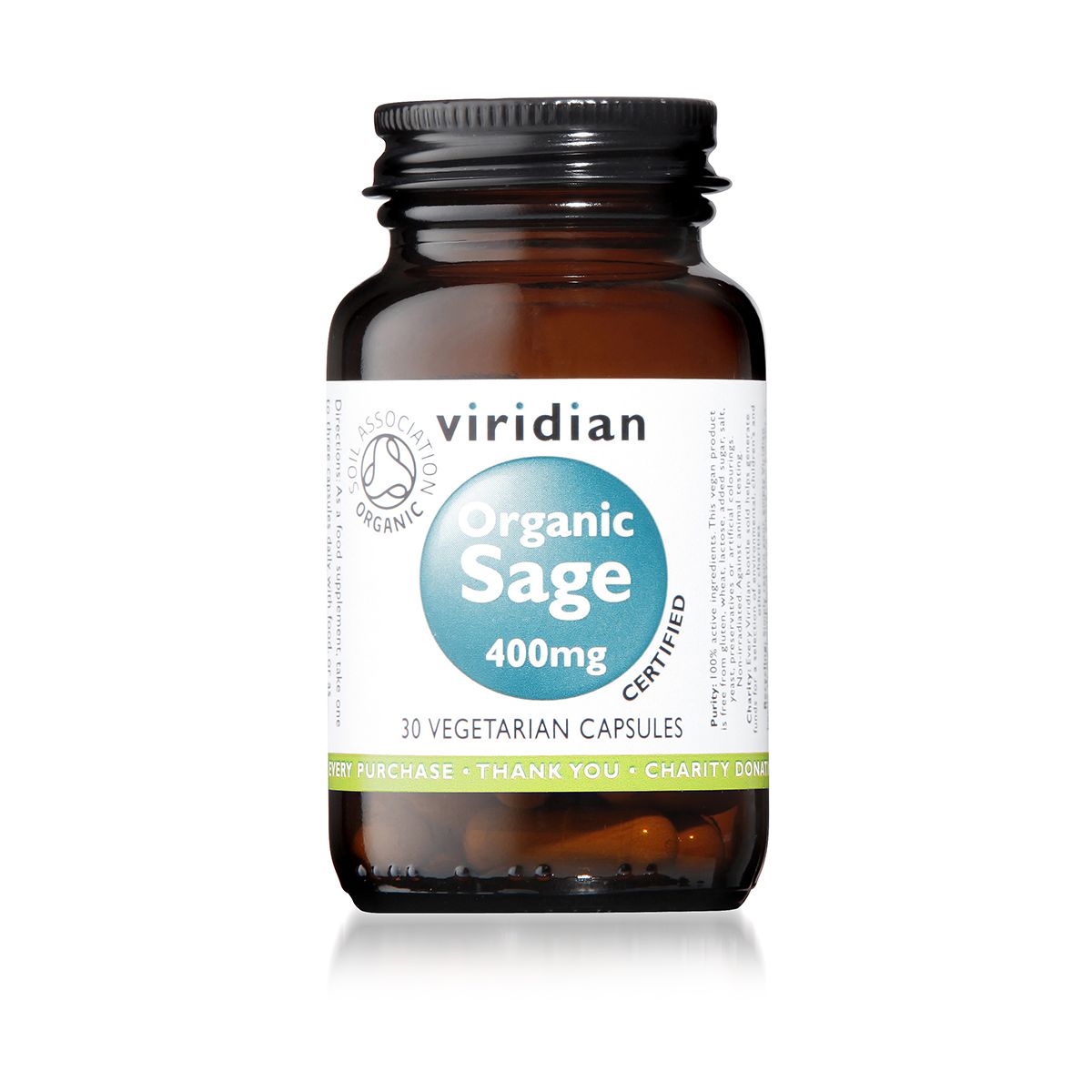 VIRIDIAN ORGANIC SAGE 400mg ,N30 - 