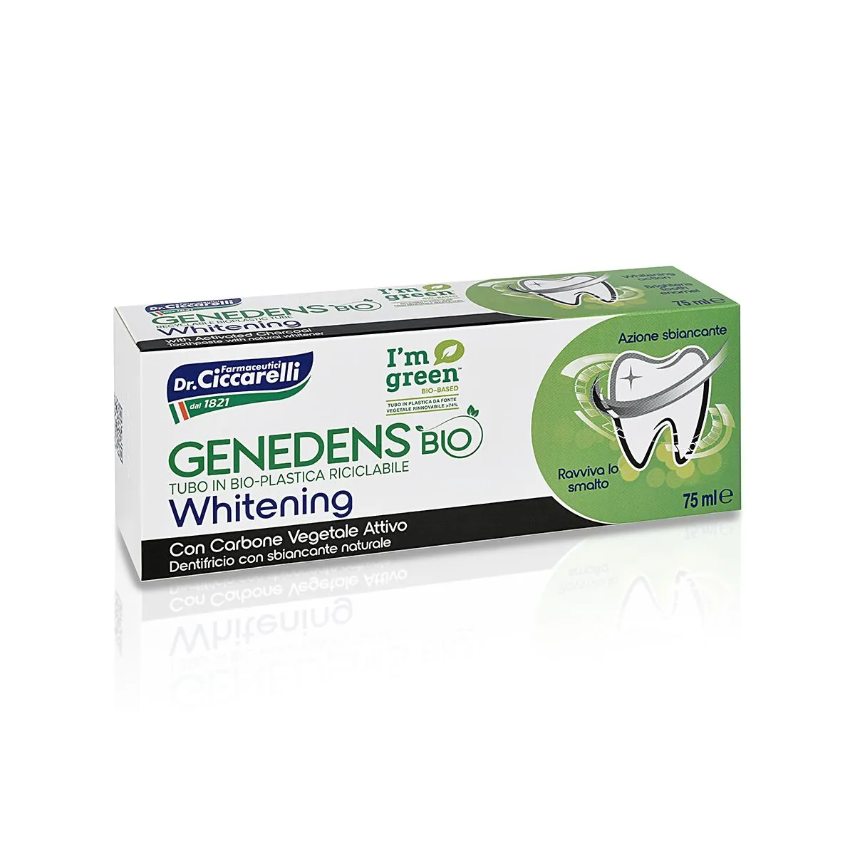 GENEDENS BIO balinanti dantų pasta su anglimi, 75ml - 