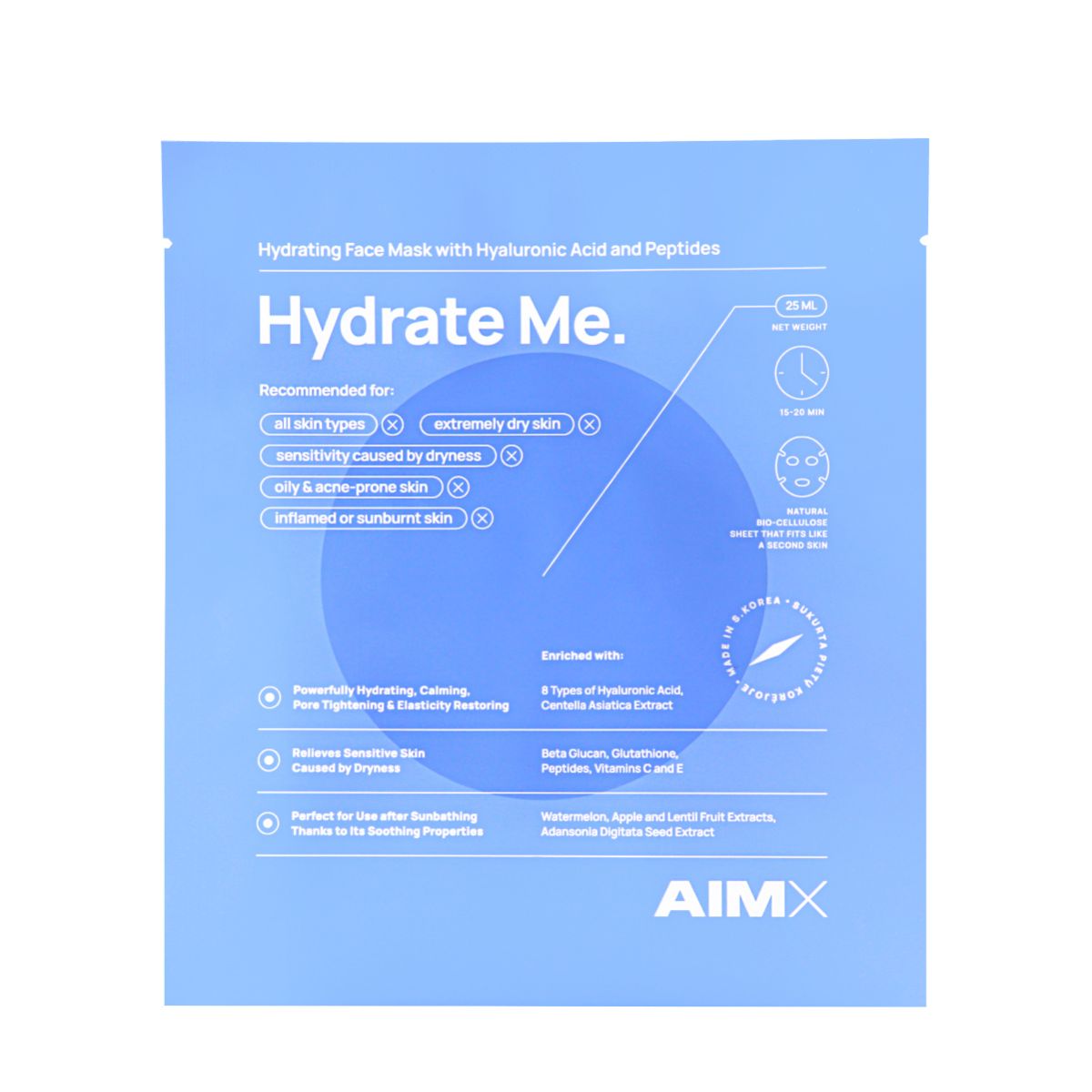 AIMX drėkinanti veido kaukė su peptidais Hydrate Me N1