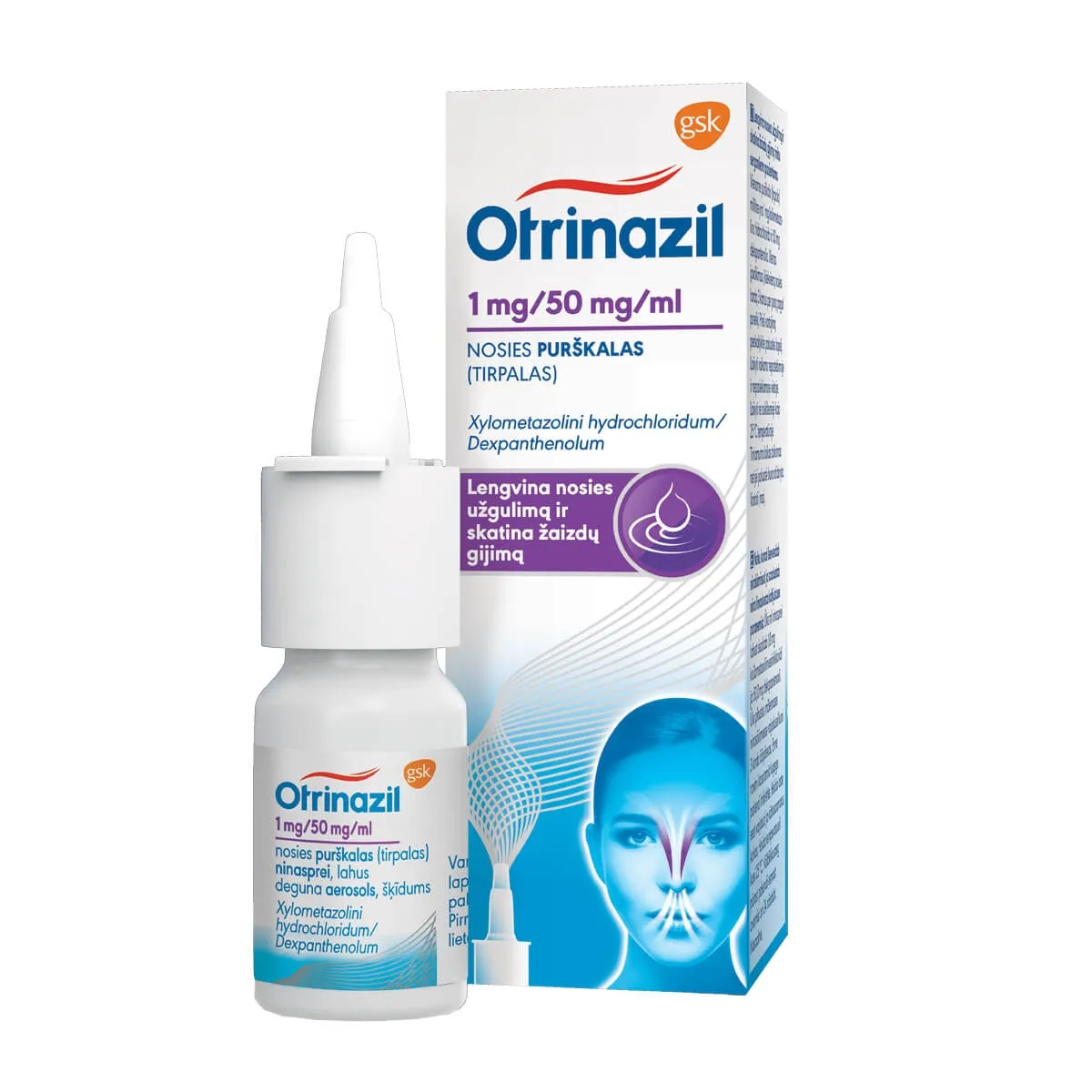Otrinazil 1mg/50mg/ml nosies purškalas (tirpalas) 10ml - 