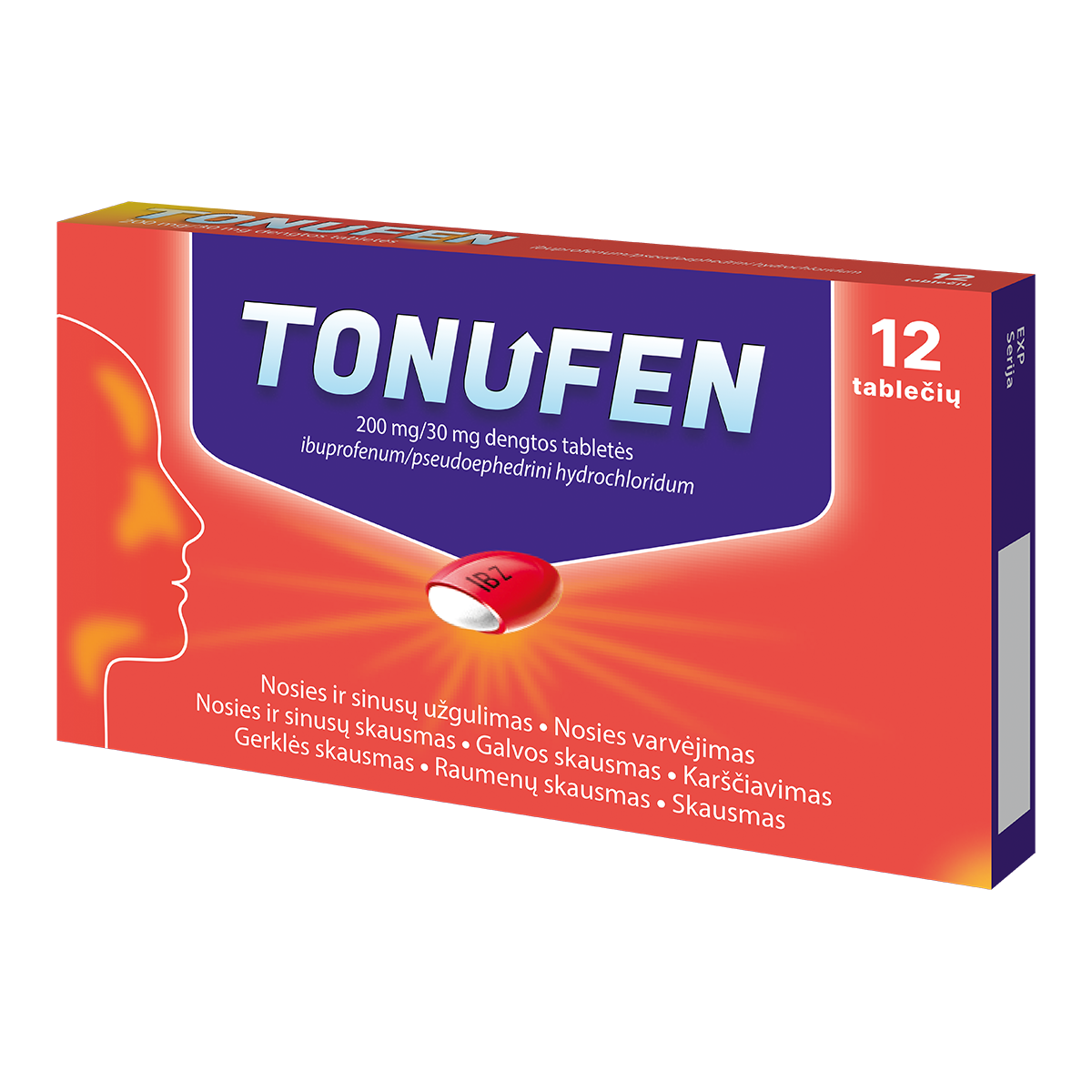 Tonufen 200mg/30mg dengtos tabletės N12 - 