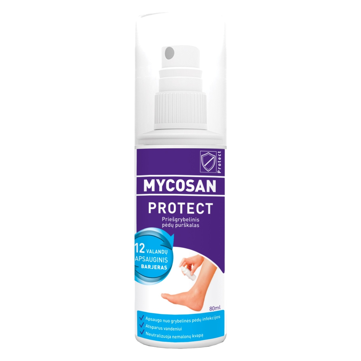 MYCOSAN pėdų purškalas nuo grybelio PROTECT, 80ml - 