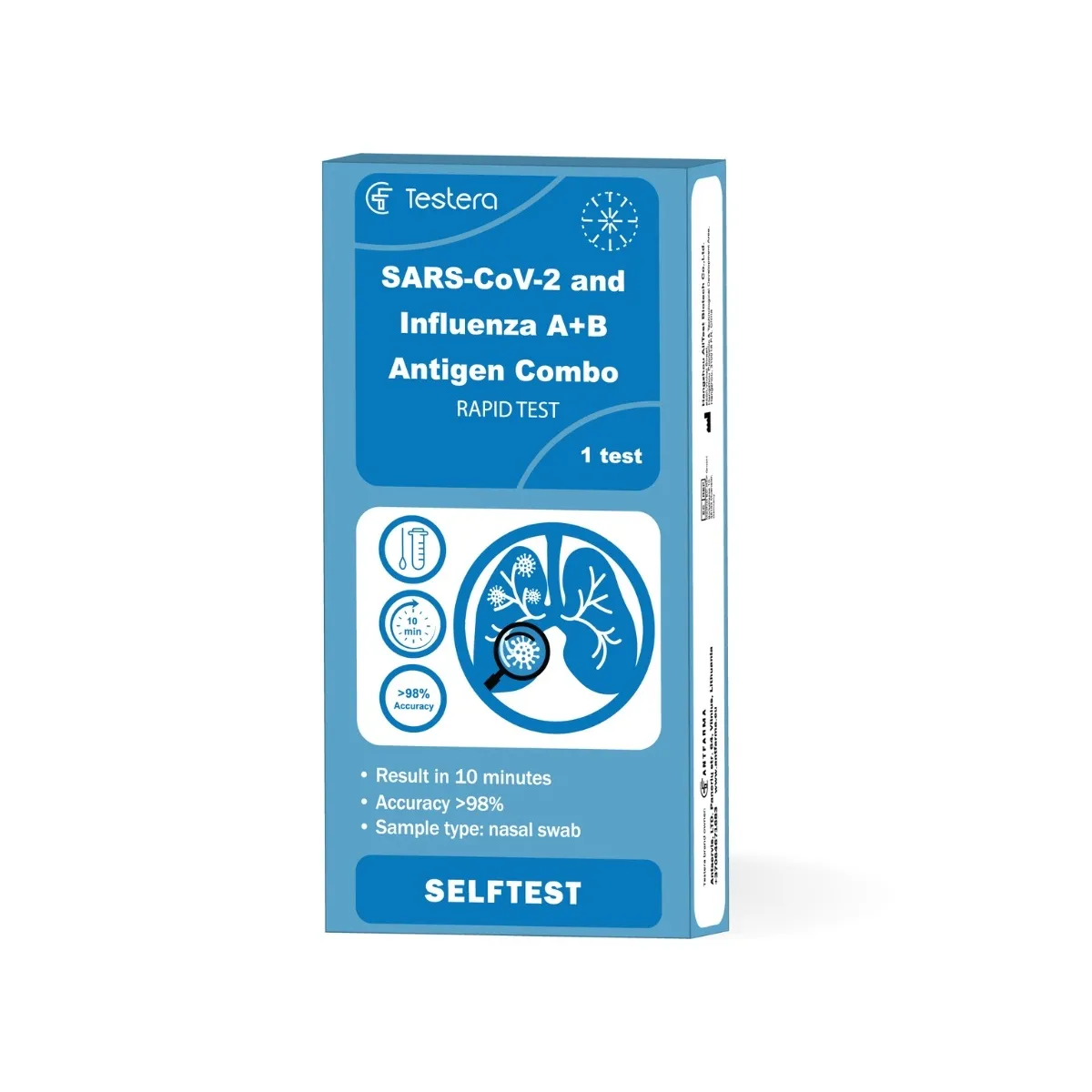 TESTERA SARS-COV-2 ir gripo (A+B) antigenų testas, N1 - 