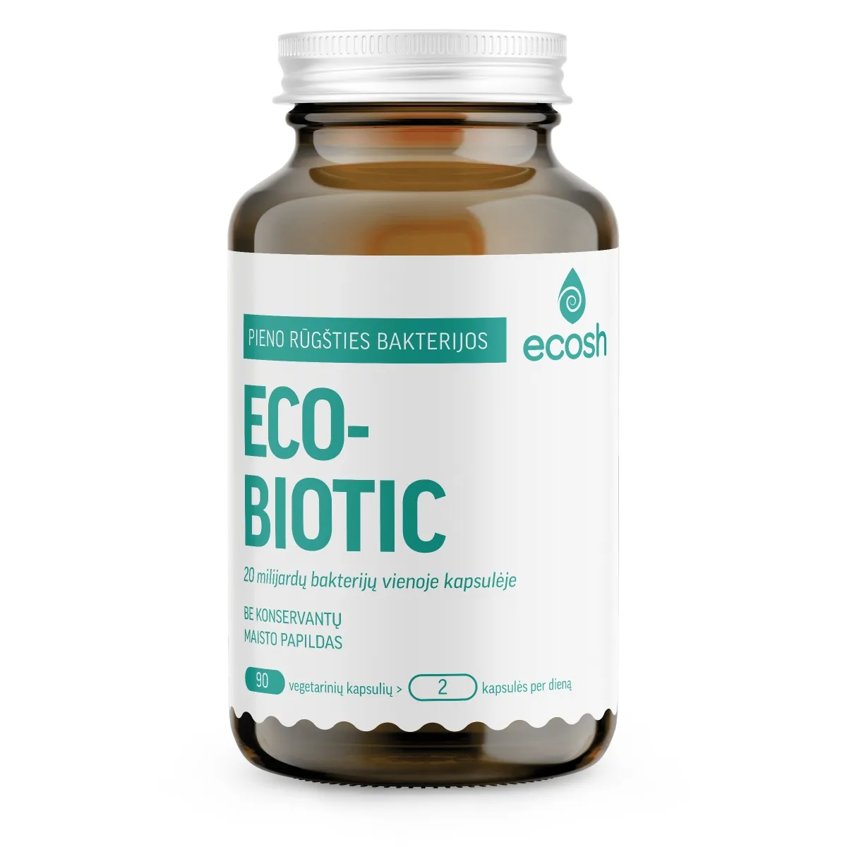ECOSH pieno rūgšties bakterijos ECOBIOTIC, 90 kapsulių - 