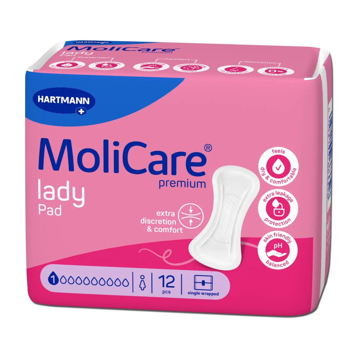 MOLICARE PREMIUM lady pad įklotai, 1 lašas, 12 vnt. - 