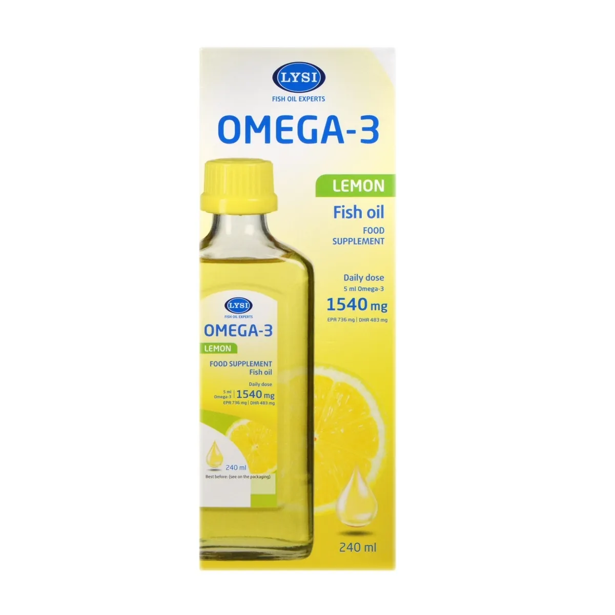 LYSI citrinų skonio žuvų taukai OMEGA-3, 240ml - 
