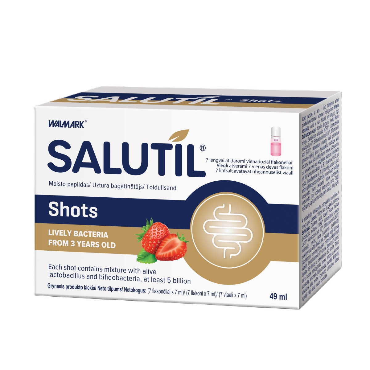SALUTIL SHOTS (5 mlrd. gyvybingųjų bakterijų), braškių skonio, 7 flak. -  1