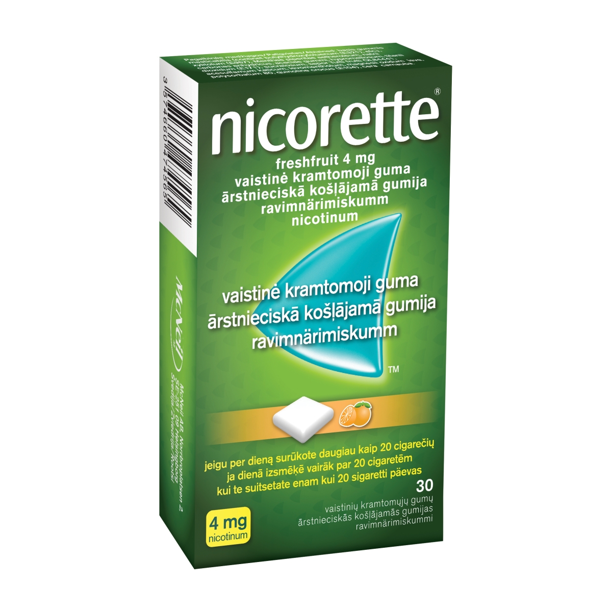 nicorette freshfruit 4mg vaistinė kramtoma guma N30 - 