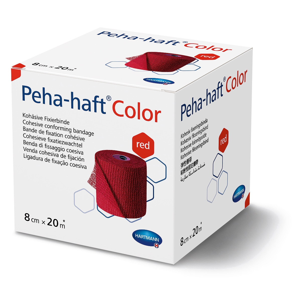HARTMANN tvarstis PEHA-HAFT COLOR, 8cm x 20m, raudonas, N1 - 