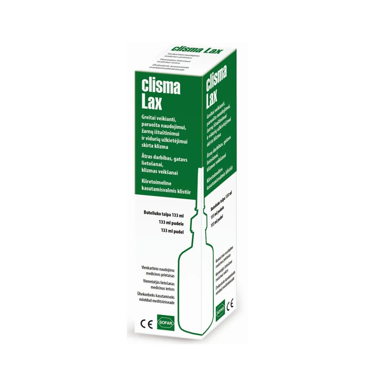 CLISMA-LAX, tiesiosios žarnos klizma, 133 ml - 