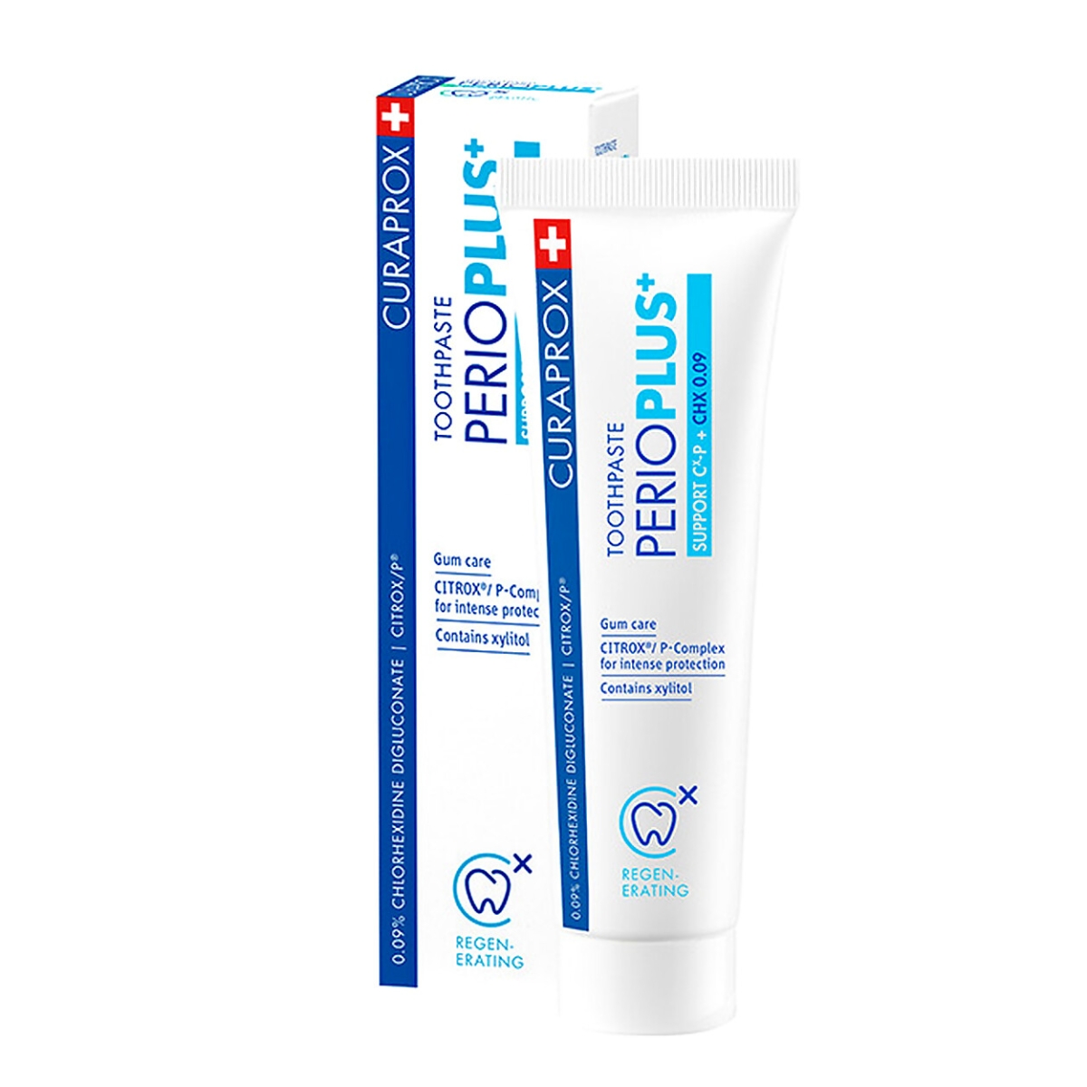 CURAPROX dantų pasta su 0.09% chlorheksidino PERIO PLUS SUPPORT, 75ml - 