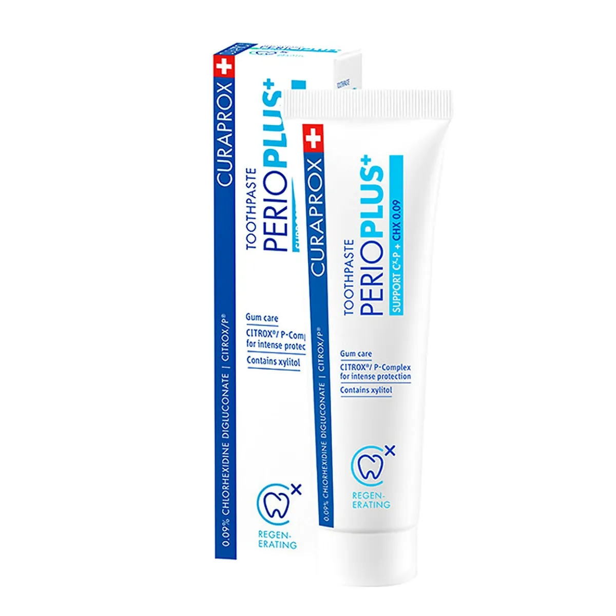 CURAPROX dantų pasta su 0.09% chlorheksidino PERIO PLUS SUPPORT, 75ml - 