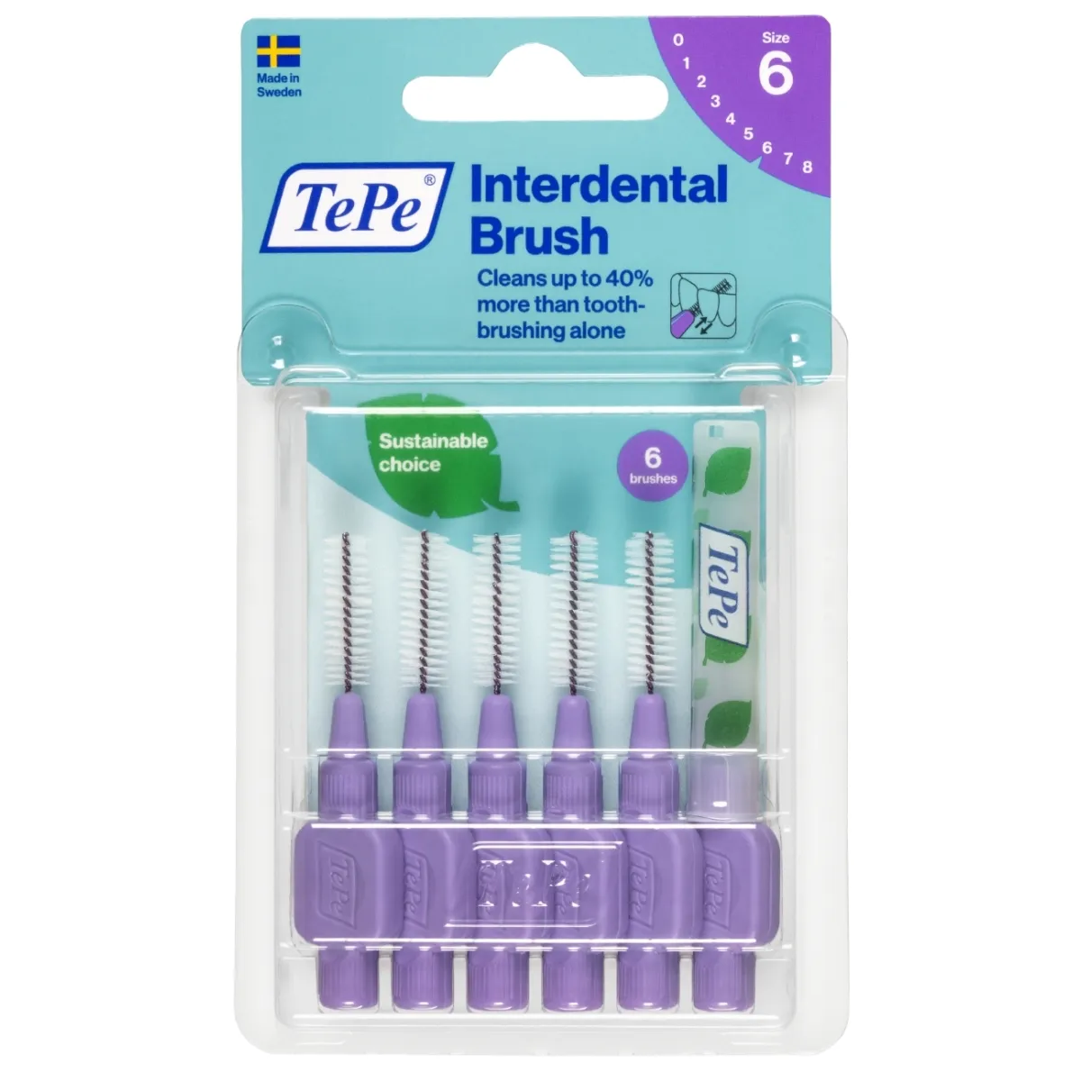 TEPE tarpdančių šepetėliai 1.1mm SIZE 6, violetiniai, N6 - 