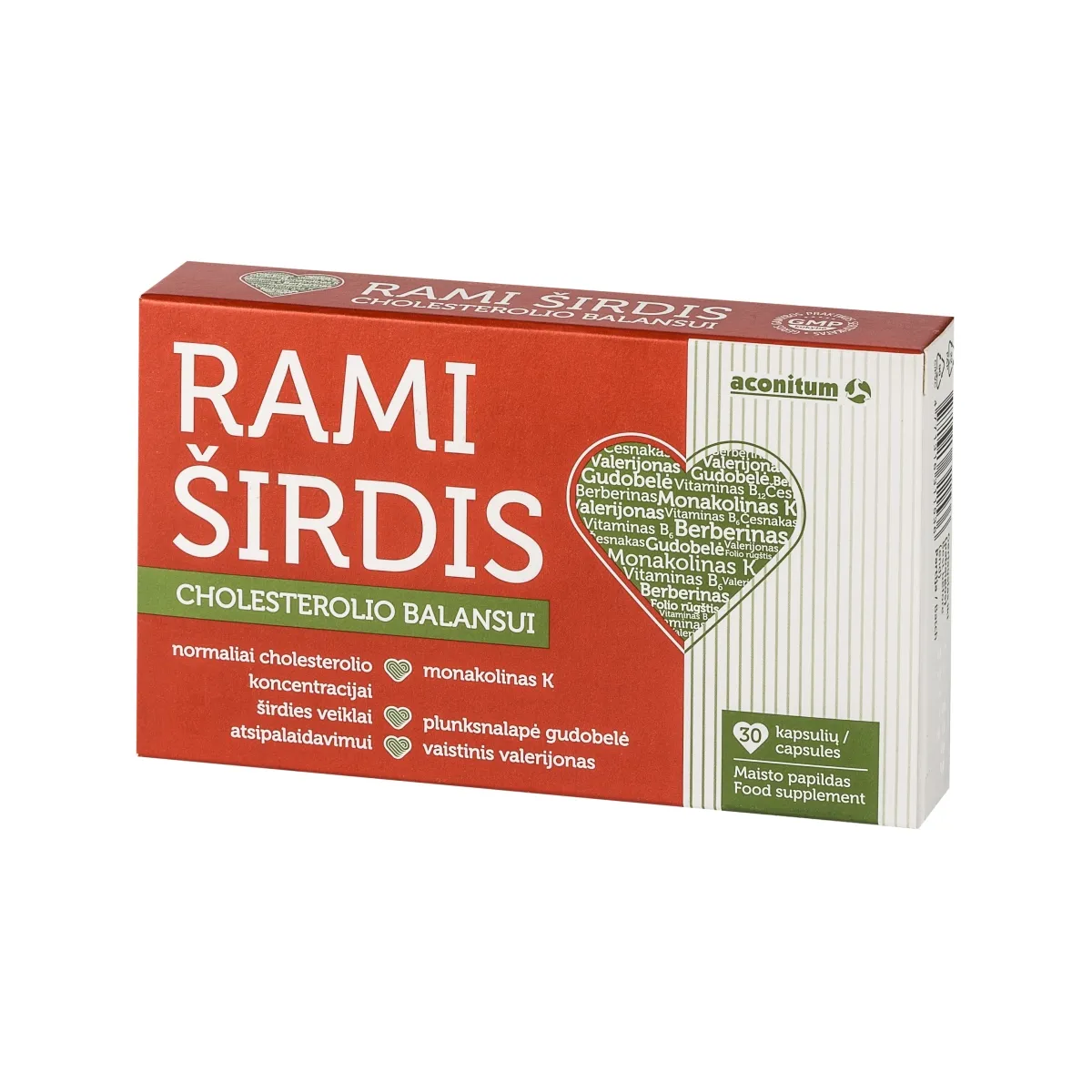 ACONITUM RAMI ŠIRDIS CHOLESTEROLIO BALANSUI, 30 kapsulių - 