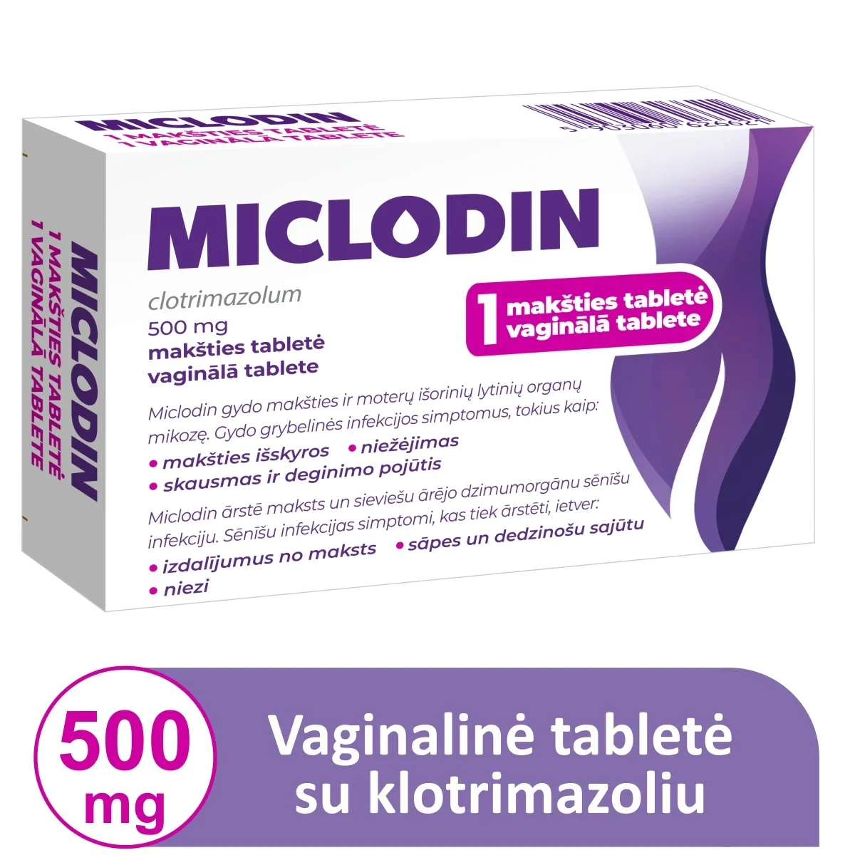 Miclodin 500mg makšties tabletė N1 - 