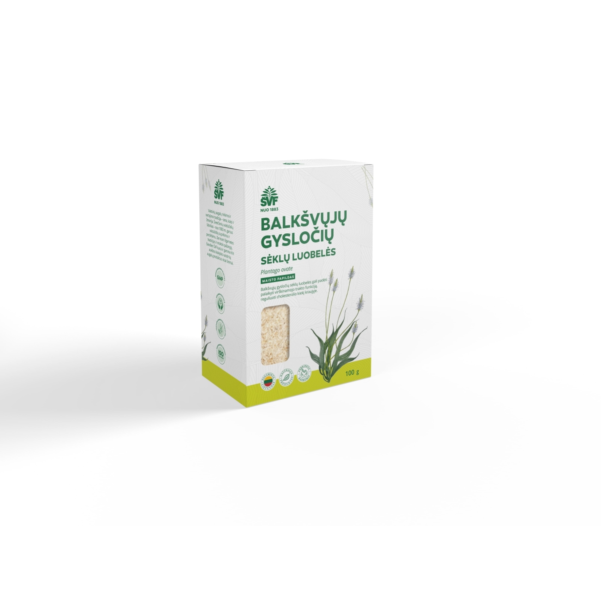 ŠVF maistinės skaidulos BALKŠVŲJŲ GYSLOČIŲ SĖKLŲ LUOBELĖS, 100g - 