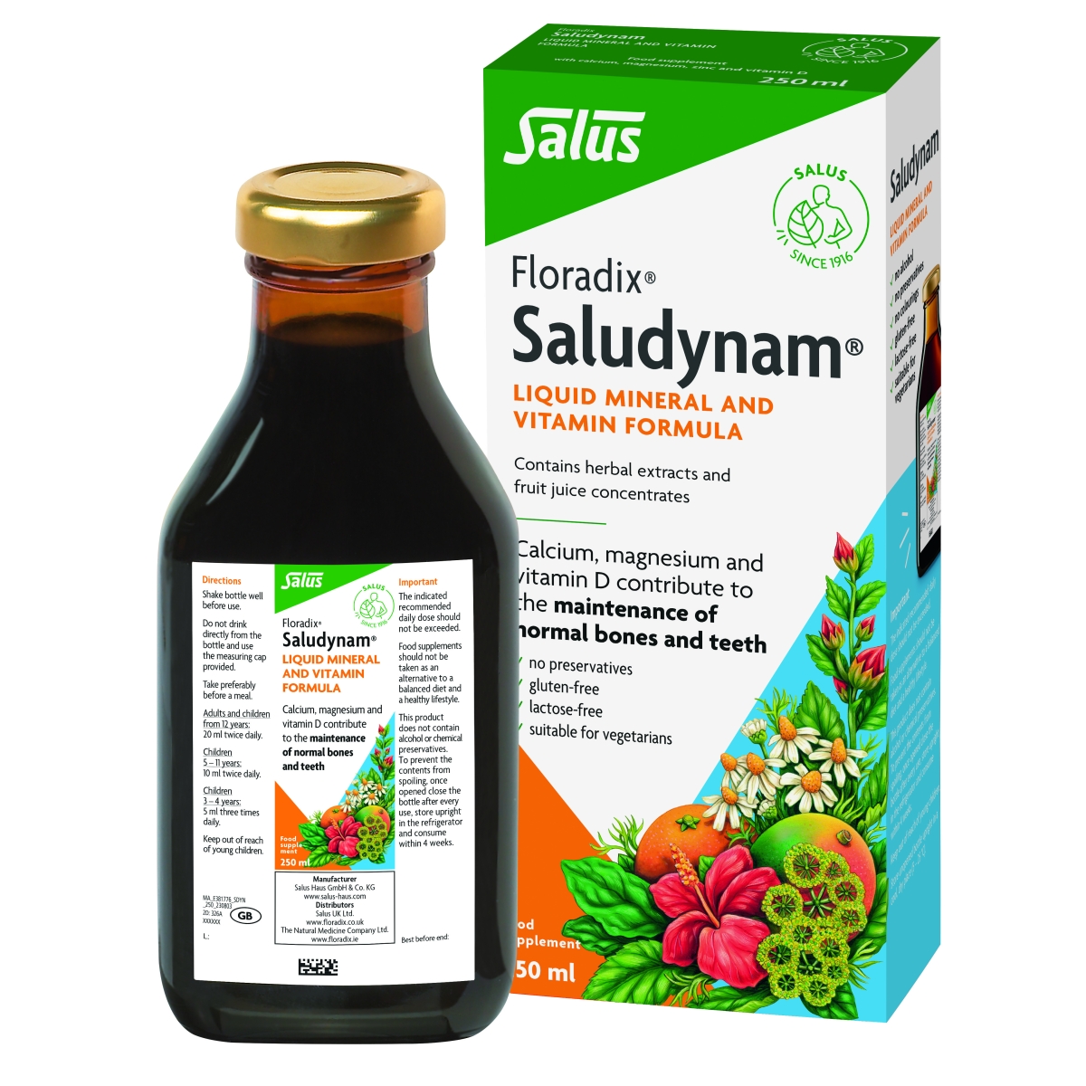 FLORADIX skysta vitaminų formulė SALUDYNAM, 250ml - 