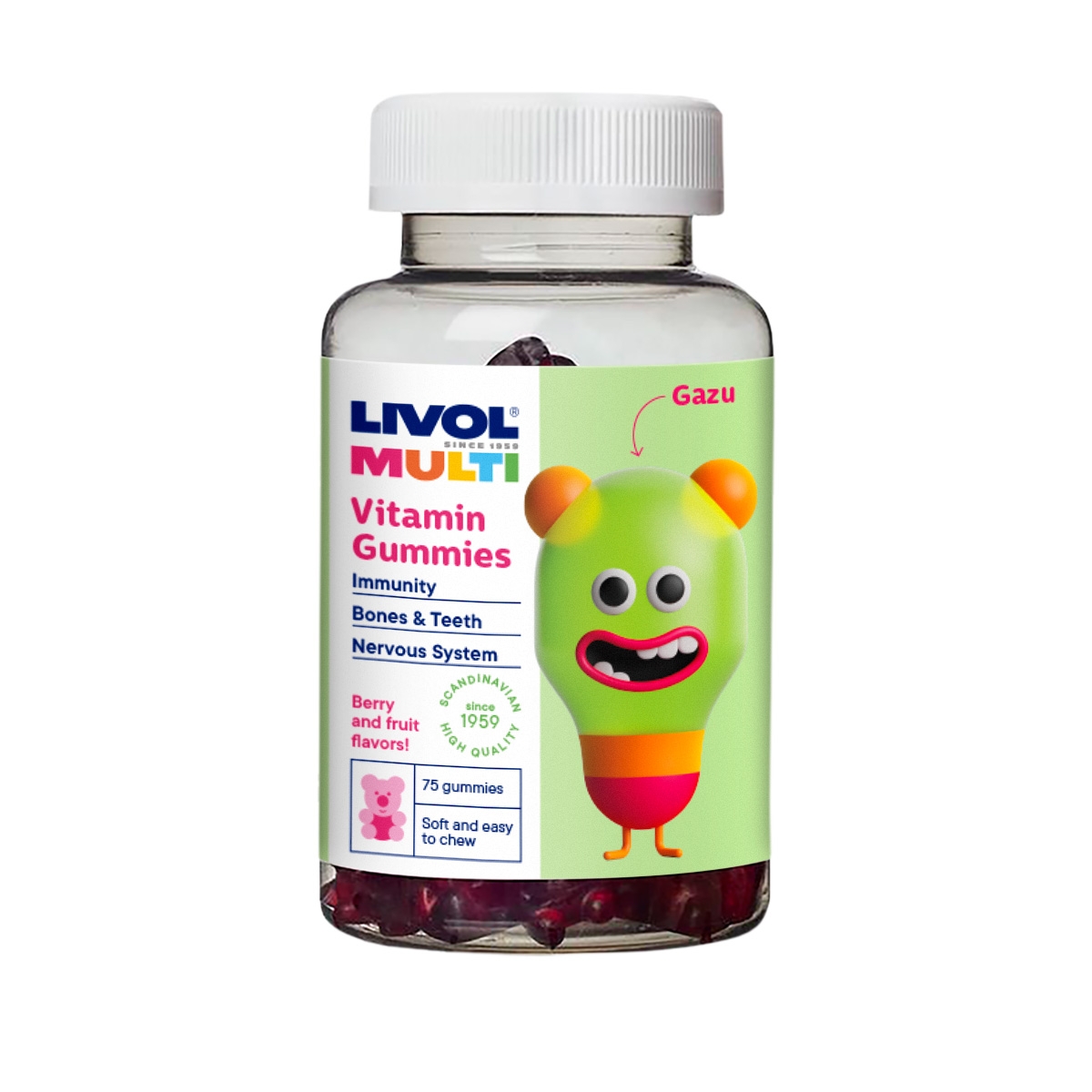 LIVOL MULTI vitaminai guminukai, 75 gum. - 