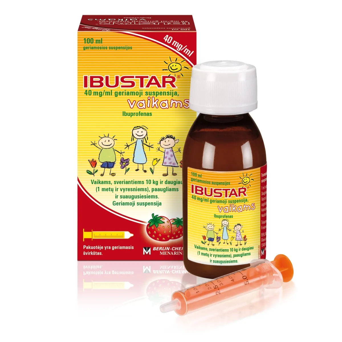 Ibustar vaikams 40mg/ml geriama suspensija 100ml +geriamasis švirkštas - 