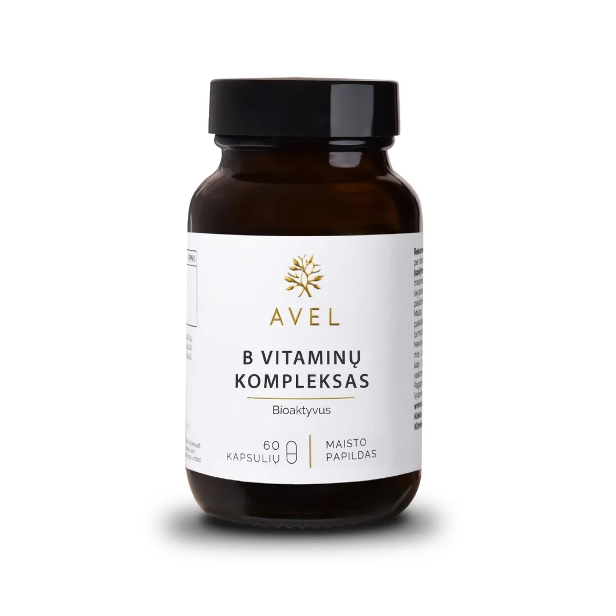 AVEL BIOAKTYVUS B VITAMINŲ KOMPLEKSAS, 60 kapsulių - 