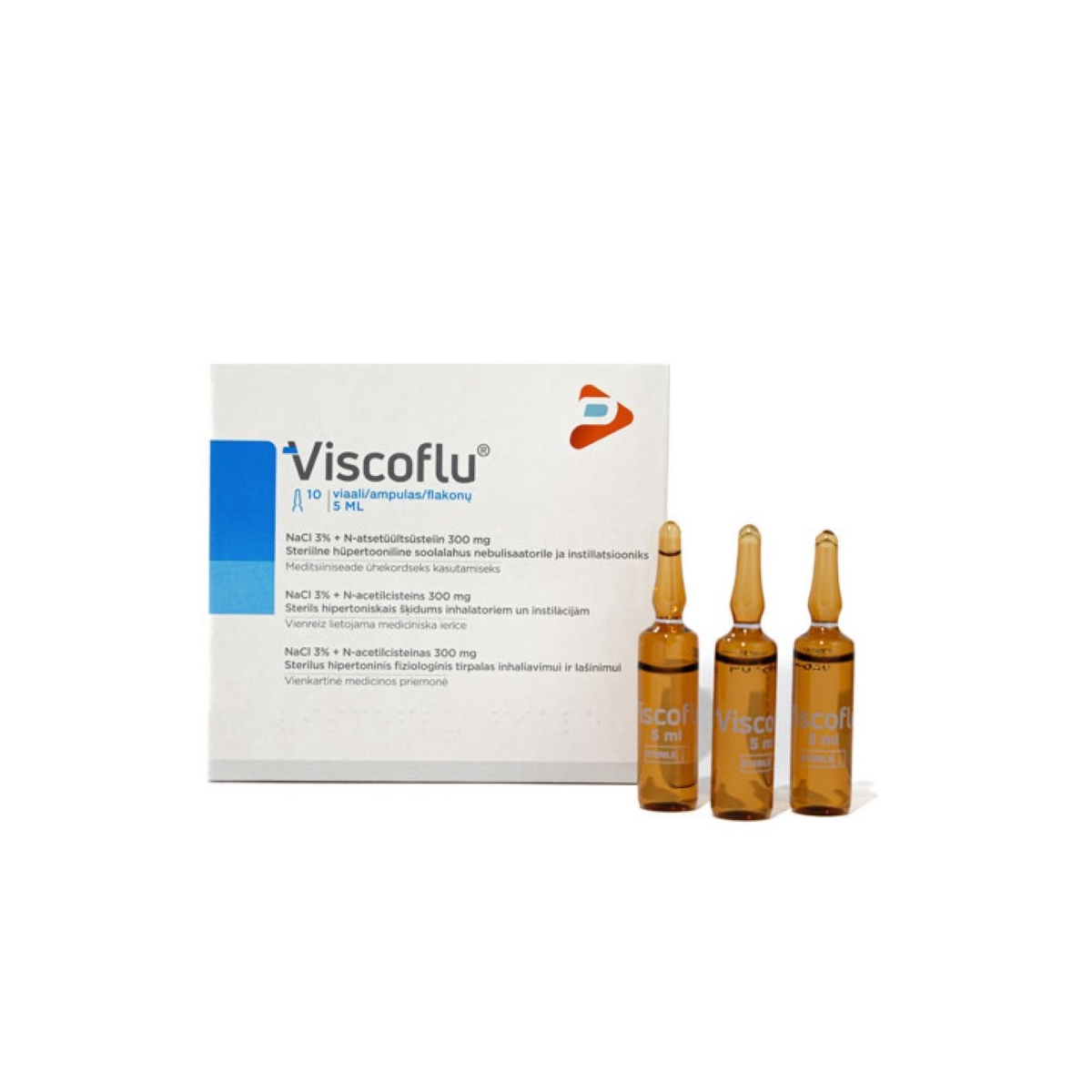 VISCOFLU fiziologinis tirpalas inhaliavimui ir lašinimui, 5ml, N10 - 