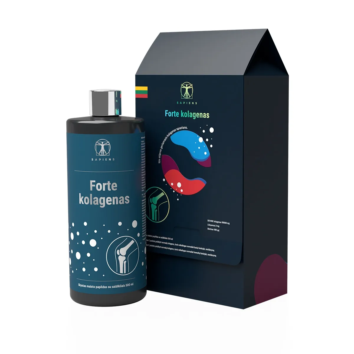 SAPIENS Forte kolagenas (sąnariams su vit.D), 500ml - 