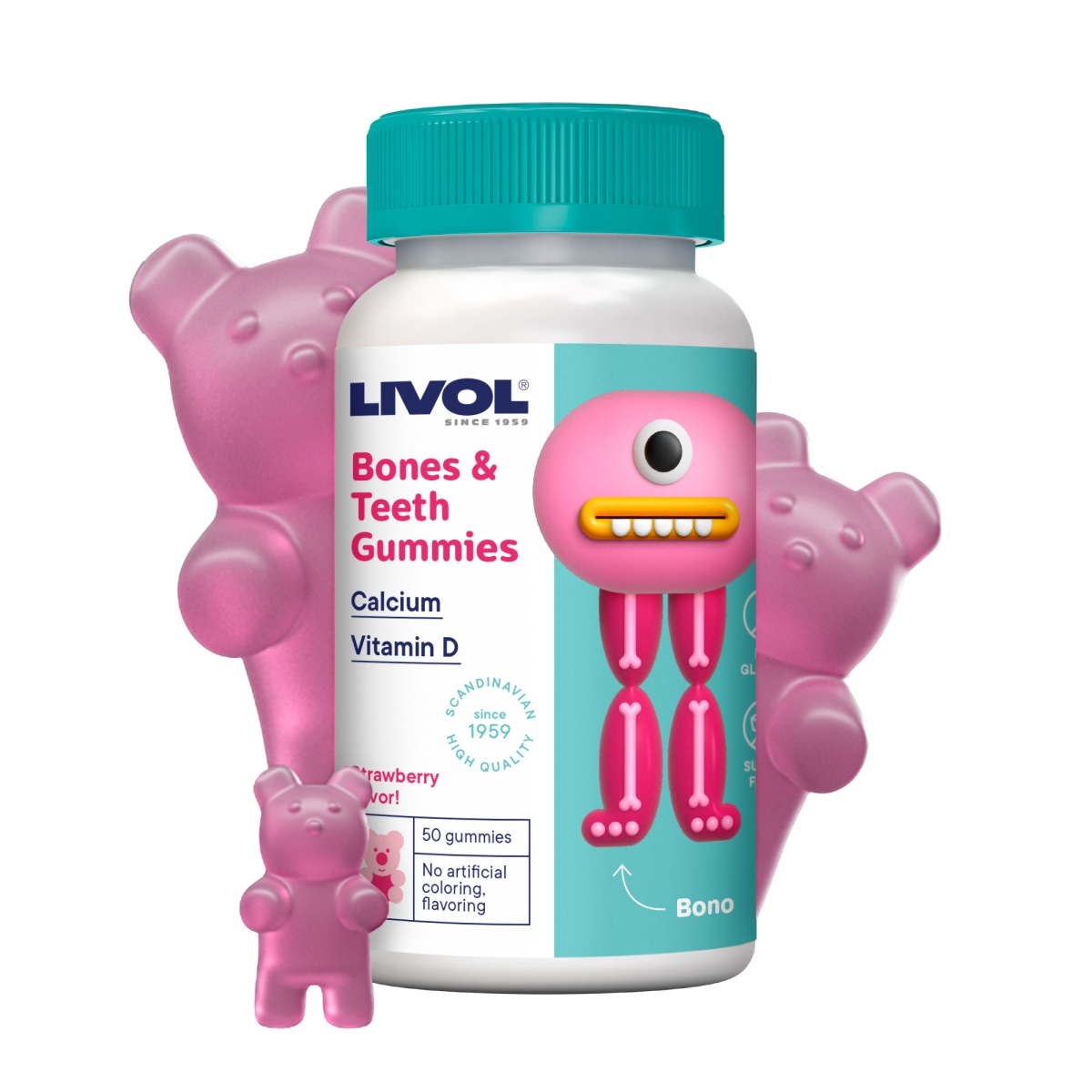LIVOL Bones & Teeth guminukai, 50 gum. - 