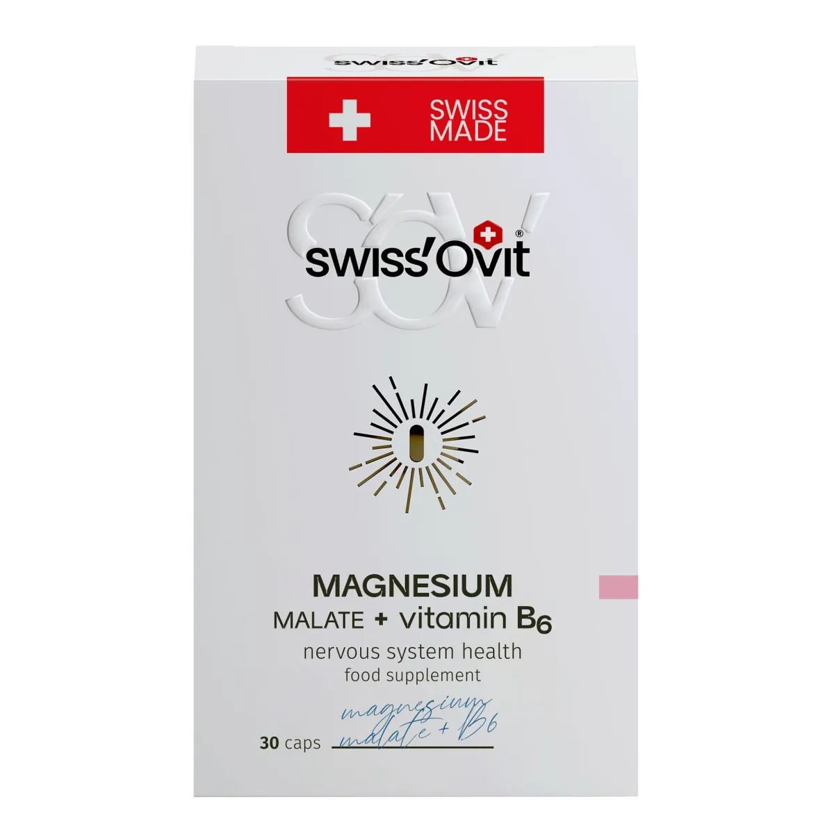 SwissOvit Magnio malatas+vitaminas B6 kapsulės N30 - 